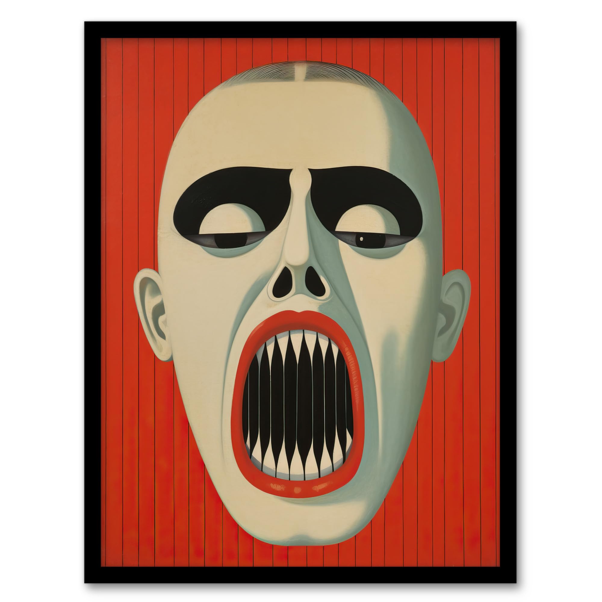 Wall Art Print Nightmare Gothic Horror Red Monochrome Framed A4 Living Room