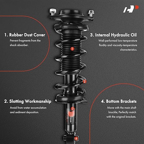 Miniatura 3 de A-Premium Par trasero (2) Conjunto completo de amortiguador y muelle helicoidal compatible con Subaru Impreza 2012 2013 2014 H4 2.0L, lado del