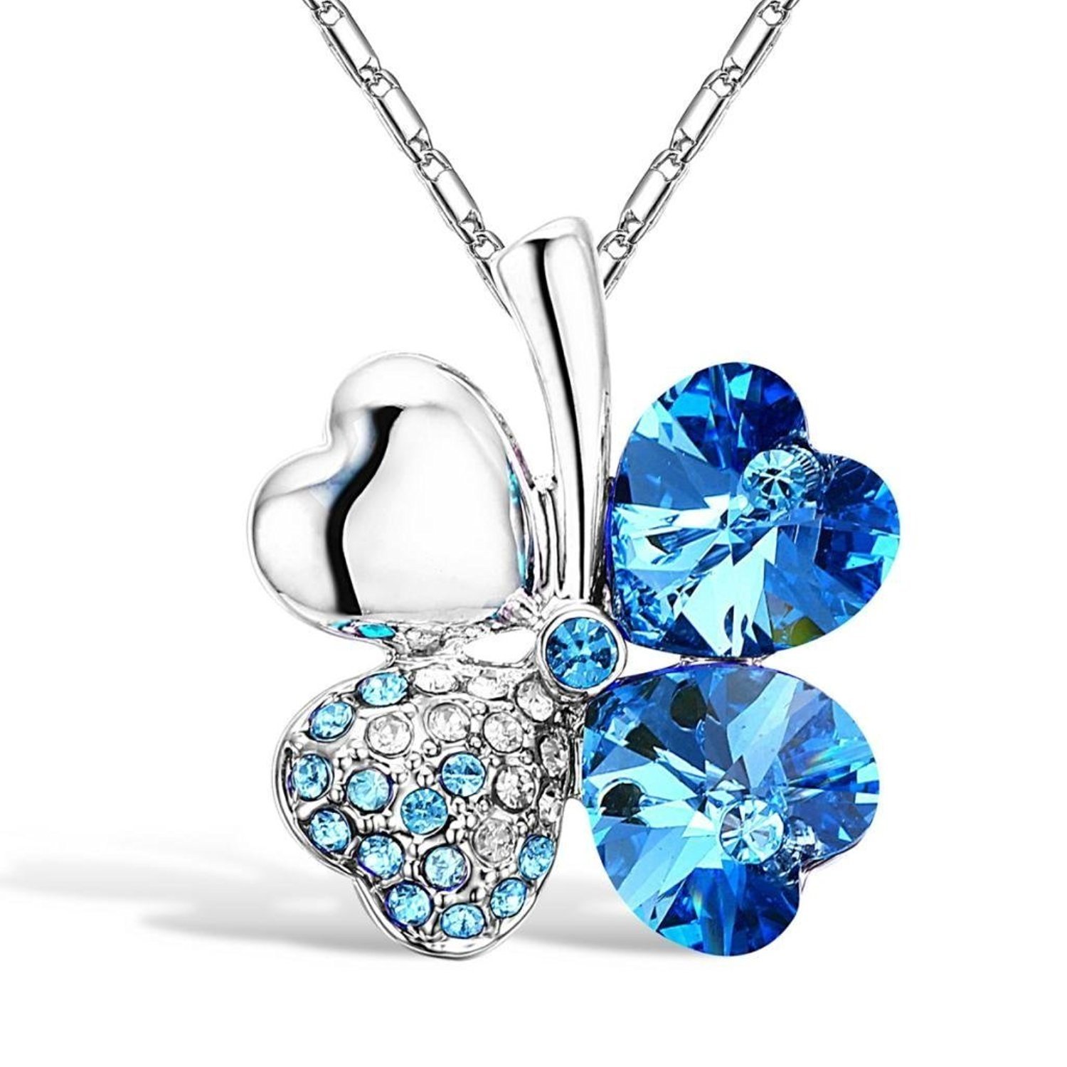Amazon | MFYS Jewelry アクアマリン 四葉・クローバー ペンダント