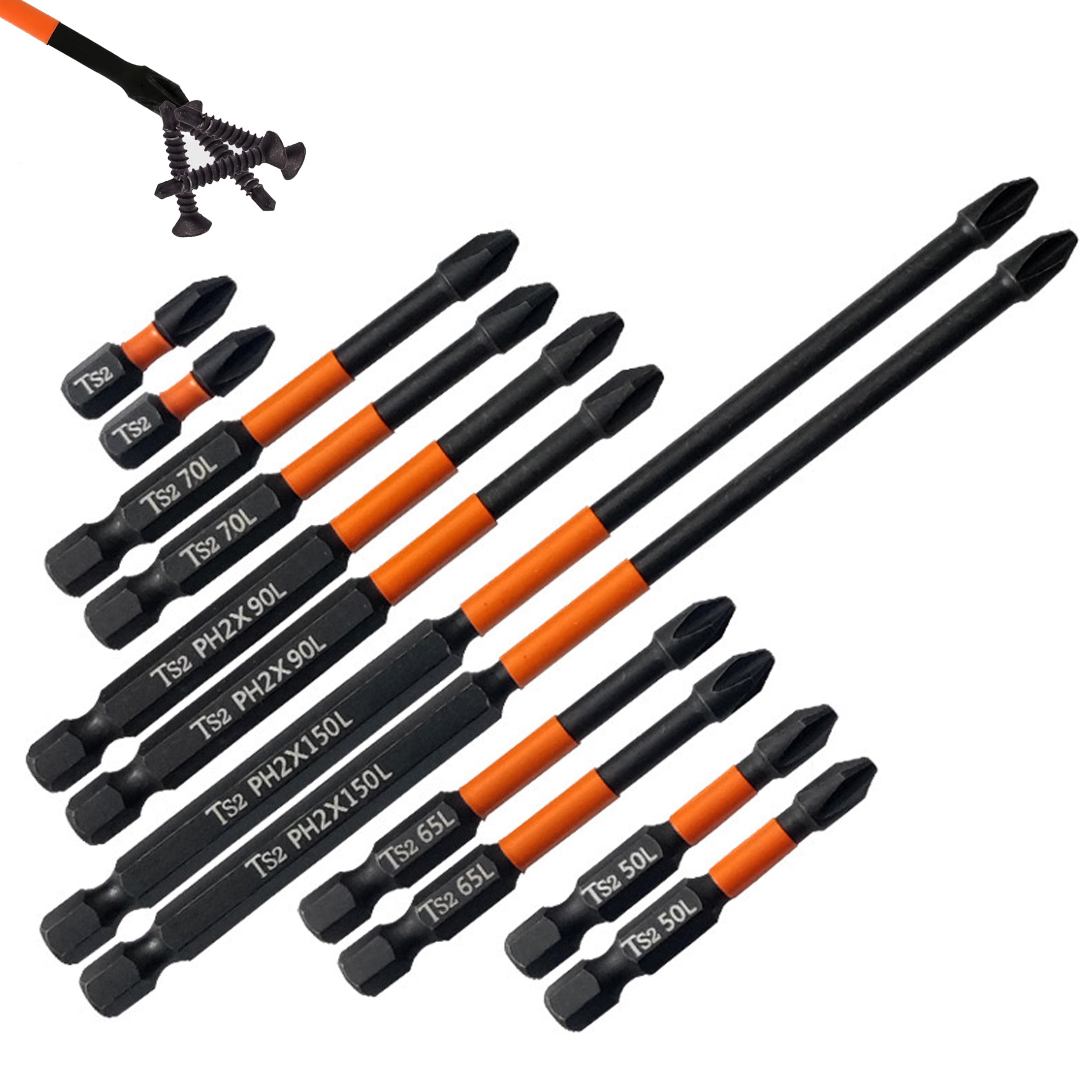 12Pcs Magnetic Impact Driver Bits, Screwdriver Driver Bits Set