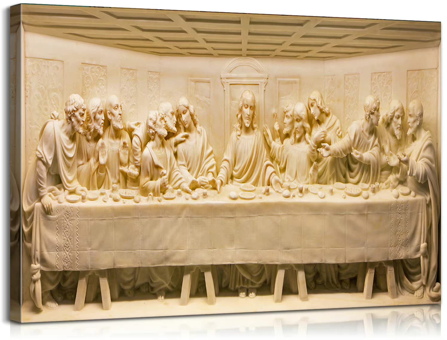 Mistyefly Last Supper Canvas Wall Art Christian Art Jesus Christ Painting Da Vinci the Last Supper Wall Decor Christian Gifts for Dining Room Kitchen Living Room Decor (12''Hx18''W)