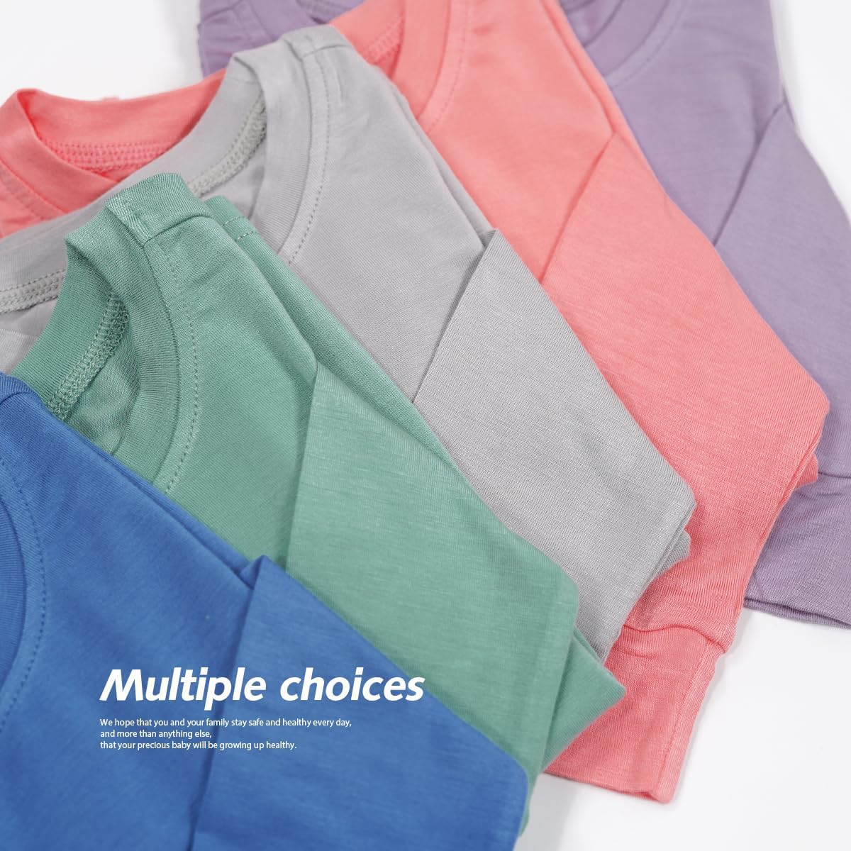 Teach Leanbh Toddler Baby Boys Girls Bamboo Viscose Pajamas Set Round Neck Long Sleeve Snug Fit Sleepwear Pjs 12M-5Y - Image 2