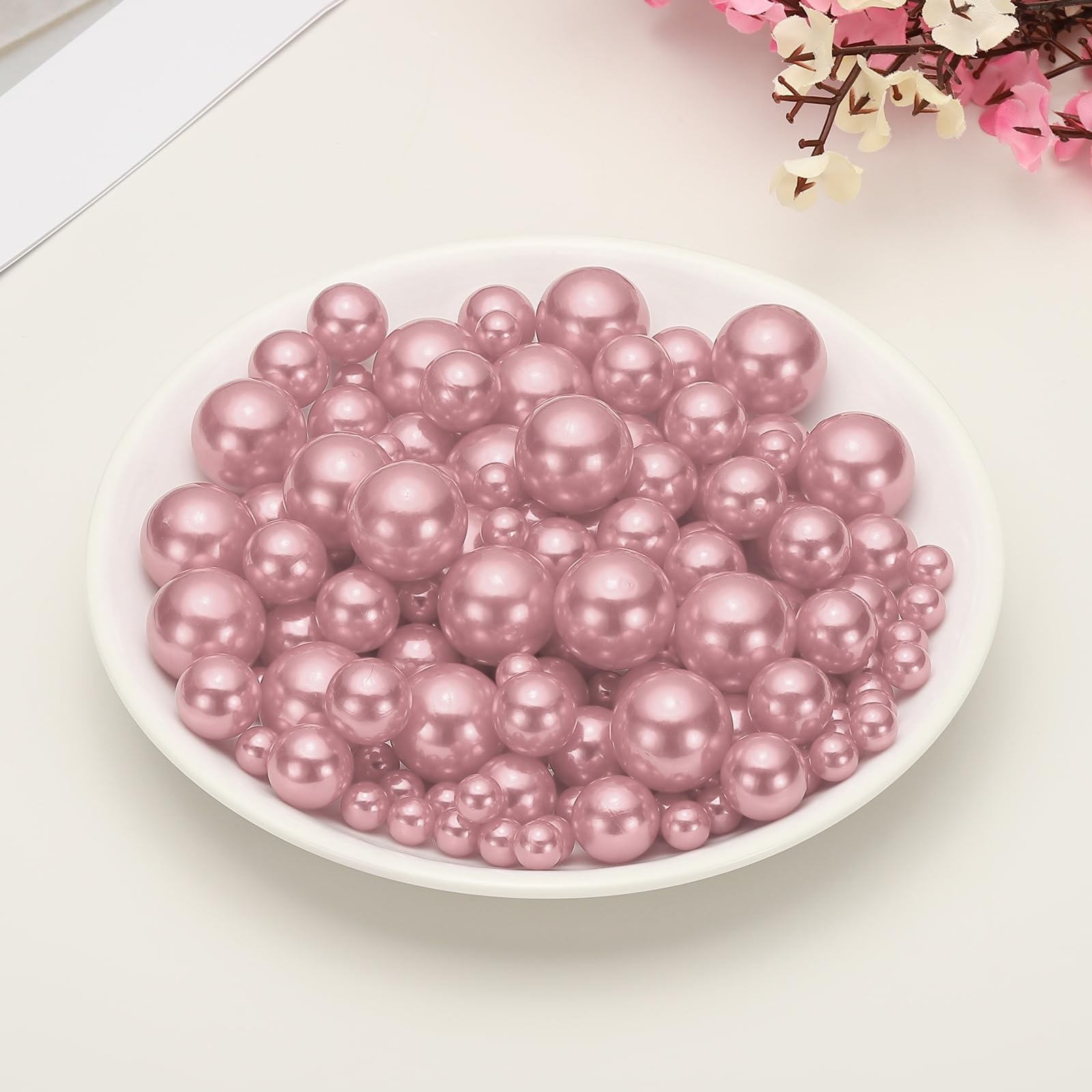 PATIKIL 8/14/20 mm Perle Finte Senza Foro, 150 PCS Perle Galleggianti per Vasi Decorazioni Centrotavola per Matrimoni Feste Decorazioni Tavolo Casa Candele Galleggianti, Rosso caffè