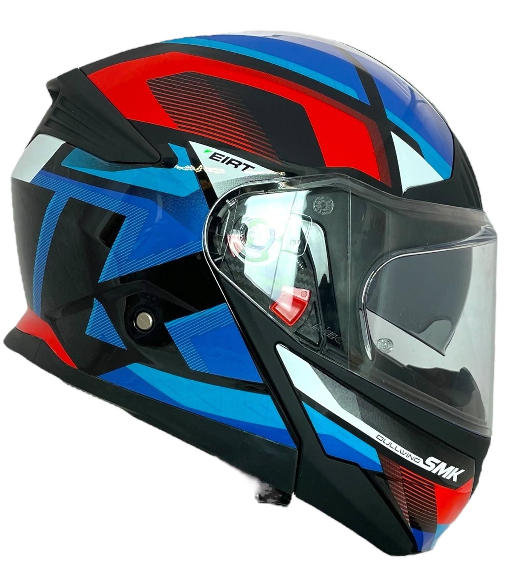 SMK Helmets Casco Modular GULLWING Venture Decorado Brillo Blanco, Rojo Y Azul GL253 22.06 con Doble Visor P/J (M 57/58)