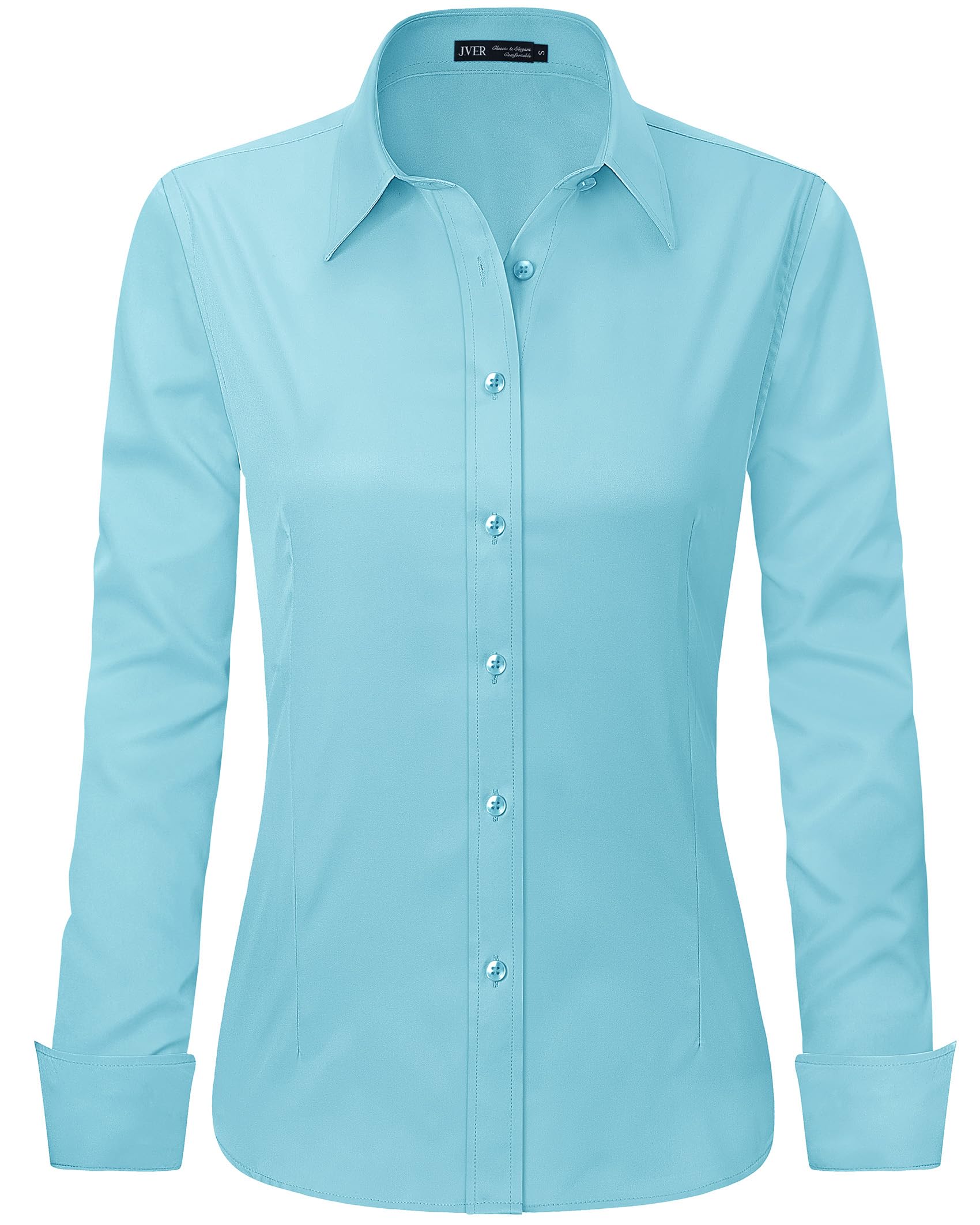J.VER Womens Dress Shirts Long Sleeve Button Down Shirt Wrinkle-Free Business Casual Blouse Office Work Tops