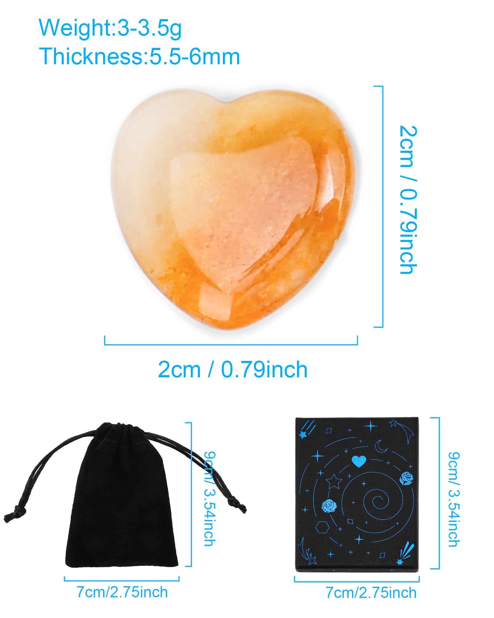 Cristales Curativos Naturales 24 Piezas - Chakras Piedras Naturales Energéticas de Corazón - Set de Chakras Piedras para Meditación, Reiki y Alivio del Estrés - Regalo de San Valentín para Parej