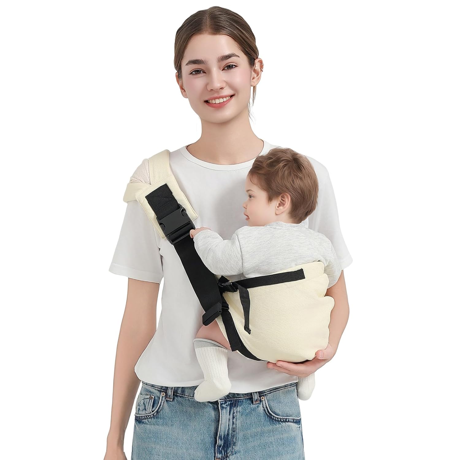 Toddler Sling Carrier, Easy to Wear Baby Carrier Sling 7-40 lbs, Adjustable Lightweight Baby Wrap Sling, Perfect Toddler Hip Carriers One Size Fits All, Beige Toddler Sling Carrier, Easy to Wear Baby Carrier Sling 7-40 lbs, Adjustable Lightweight Baby Wrap Sling, Perfect Toddler Hip Carriers One Size Fits All, Beige