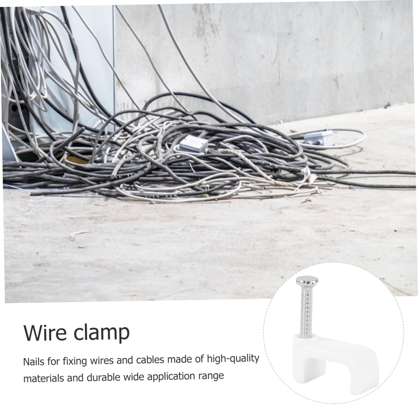 OSALADI 500 Stück Kabelklemmen Eckig Kunststoff Mit Stahlnägeln Zur Kabelbefestigung Telefonkabel Ethernet Für Wand Und Boden