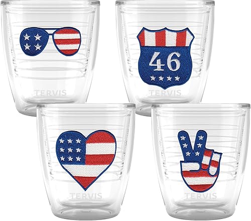 Tervis American Groove Collection - Vaso aislado de doble pared hecho en Estados Unidos mantiene las bebidas frías y calientes, 12 onzas, paquete de