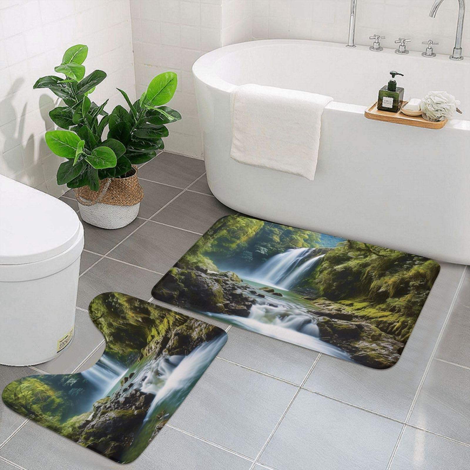 Tapis de bain absorbants en microfibre avec envers antidérapant lot de 2 pièces
