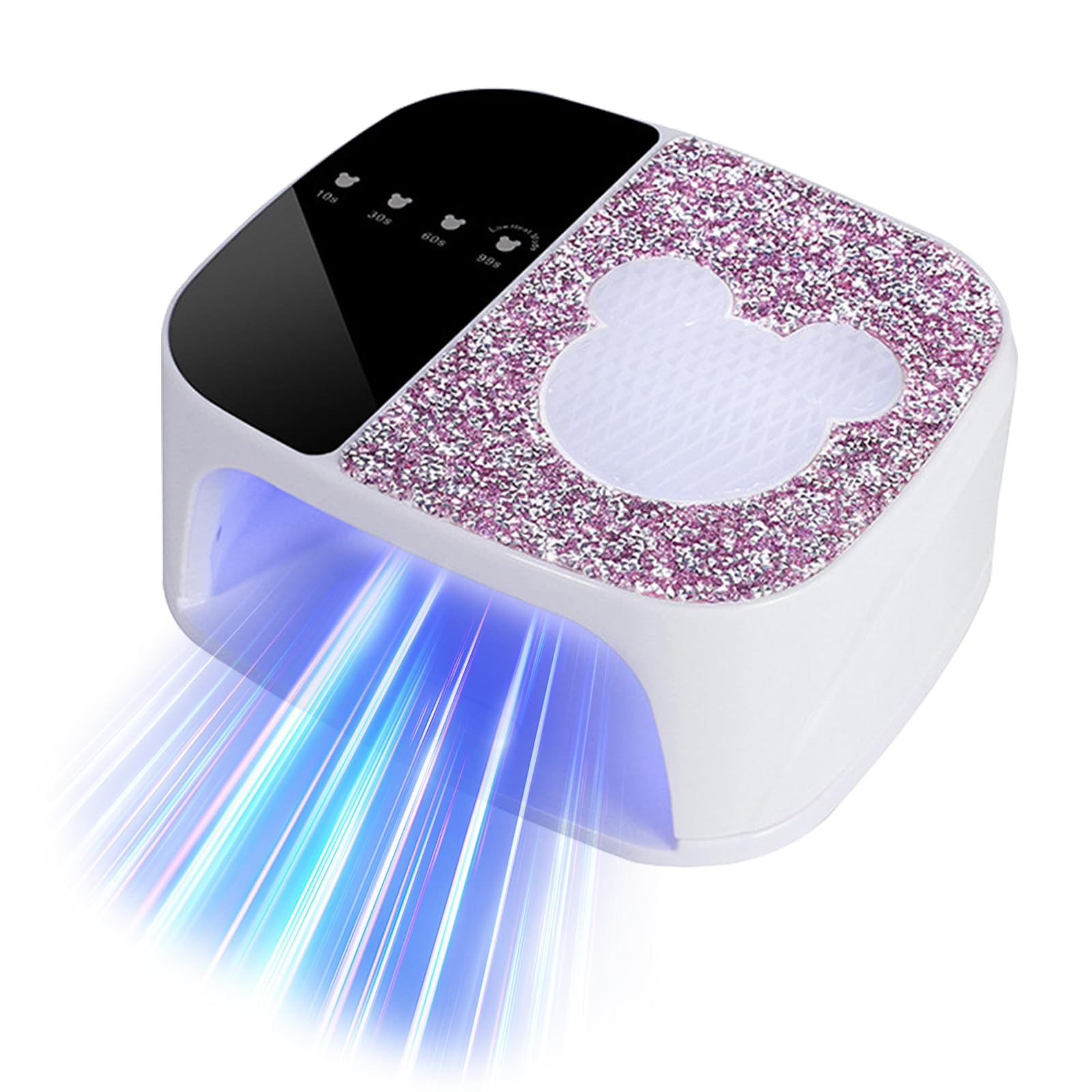 Lampara Uñas, Lampara UV LED Uñas con 36 Perlas de Lámpara Dispositivo de Fototerapia de Uñas con Diamantes de Imitación y Sensor Infrarrojo Lampara de Uñas con Base Extraíble para Casa y Salón