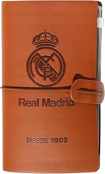 Grupo Erik Travelers Notebook Real Madrid| Travel Pocket Notebook | Travel Journal For Men | Gifts For Travelers | Cute Small Notebook | 7.3 x 4 Inches | 80 Sheets PU Leather Journal