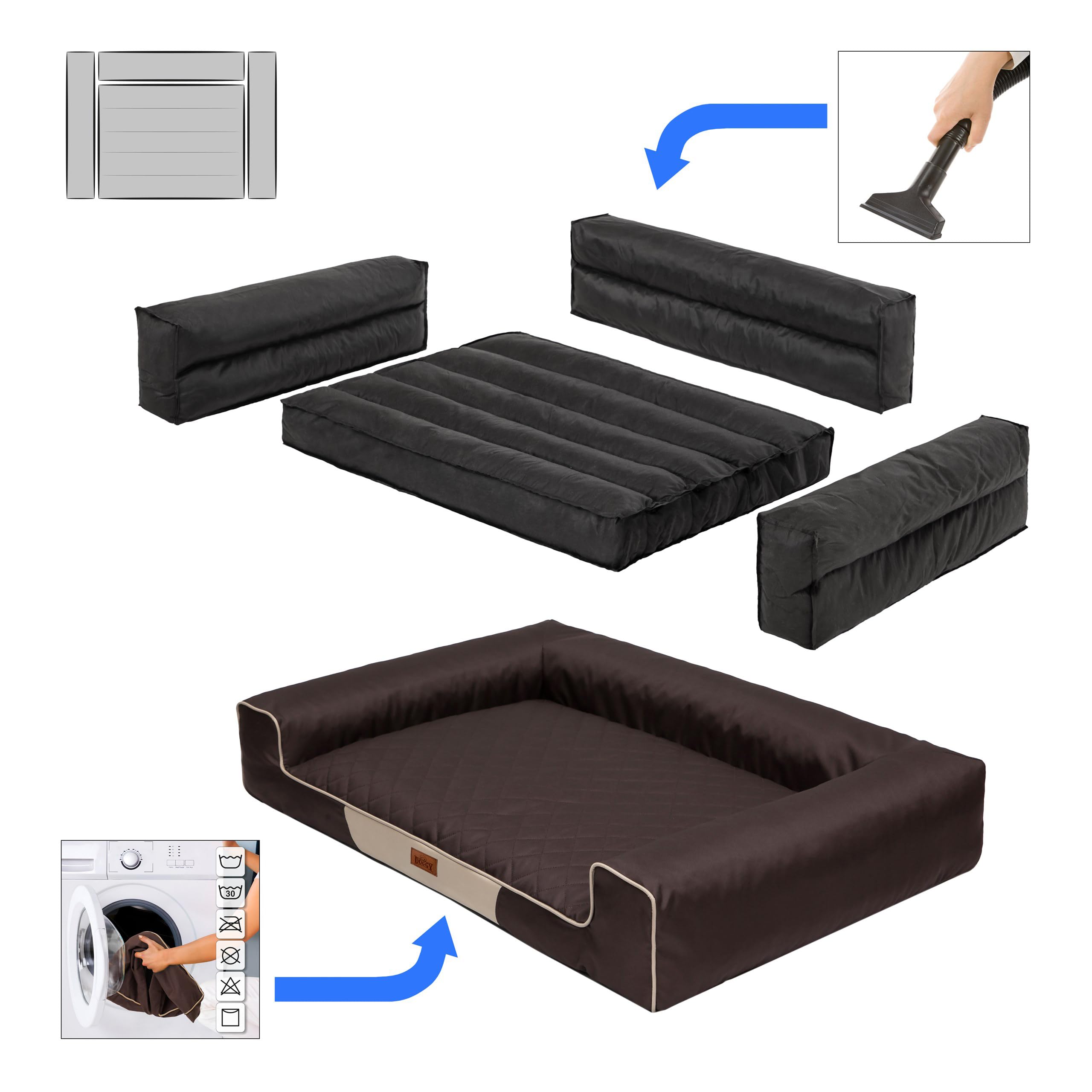 Letto per animali domestici, cuscino per cani, letto per cani, cuscino per cani, cuccia per cani, letto per cani, materasso per cani, materasso per cani, marrone scuro, L - 80 x 55 cm