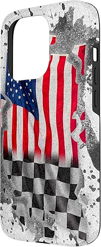 Vista 35 de iPhone 12 mini Car Racing bandera estadounidense pit crew Case