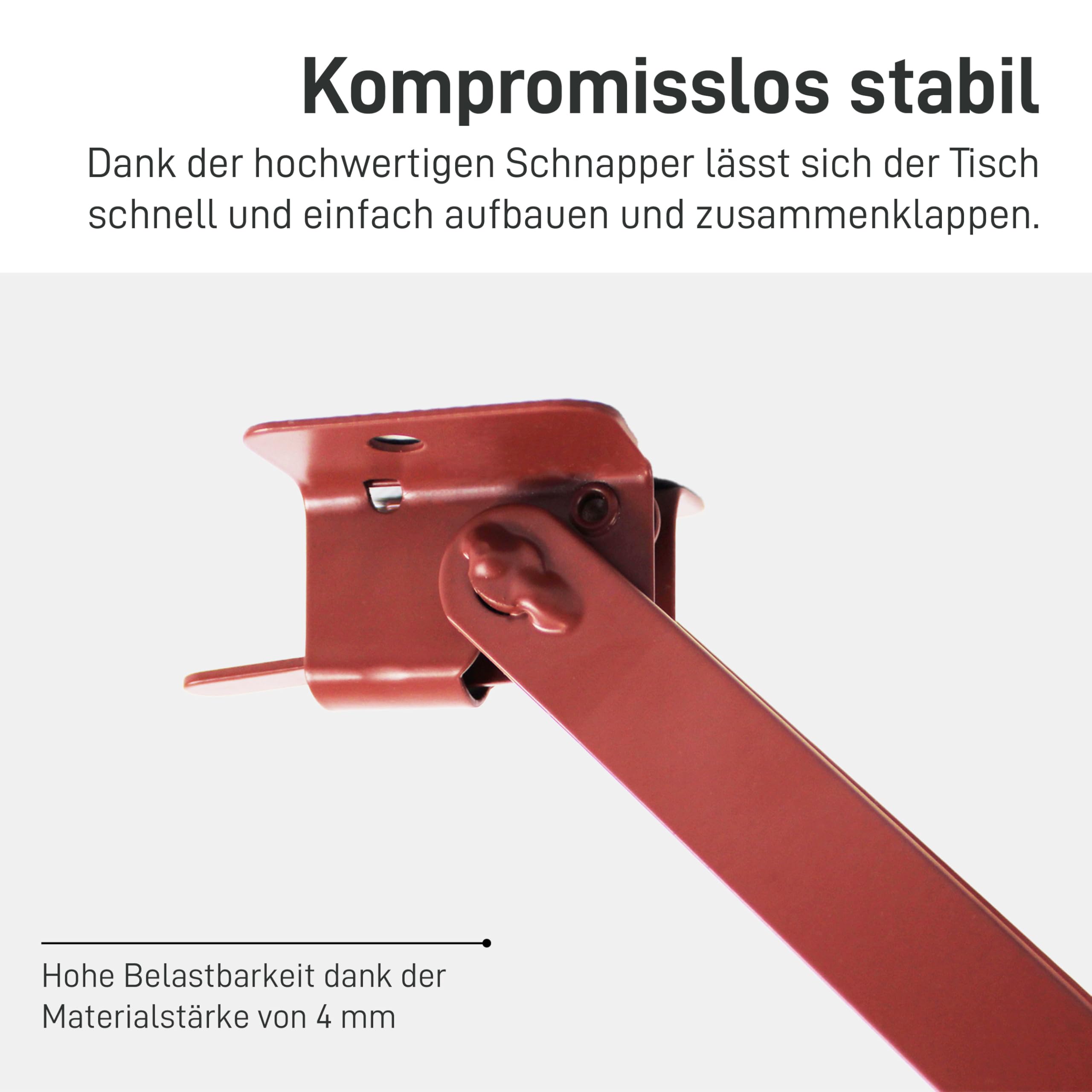 Natural Goods Berlin 2er Set Stehtisch Gestell klappbar (Dunkelrot, 105x43 cm) – Metall Tischbeine im Kastenprofil für Stehtische – Stabiles Tischgestell für Garten, Terrasse & Camping