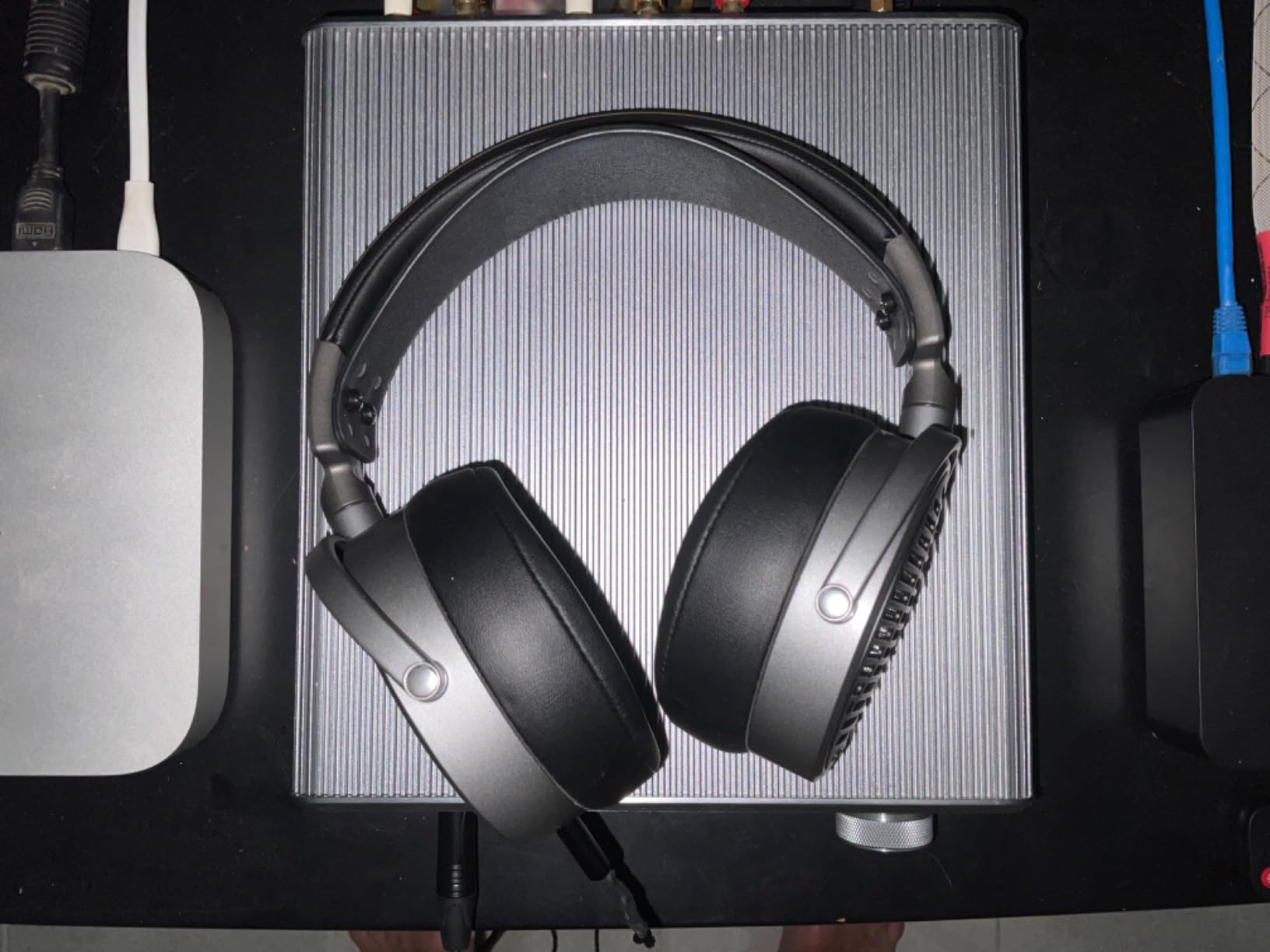 Audeze MM-100 professional mixing headphones showing gel-filled leather earpads and premium construction