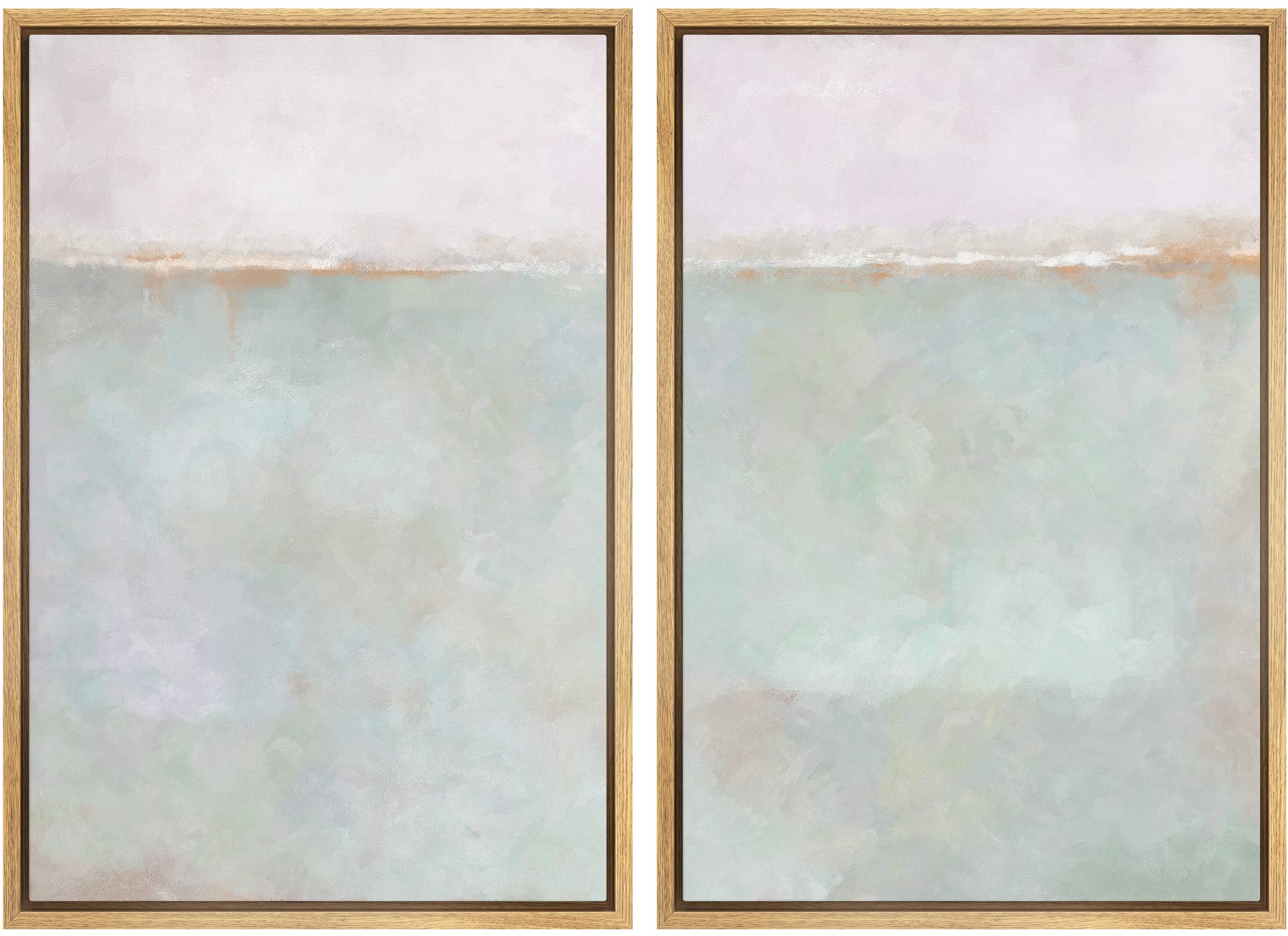 MUDECOR Framed Canvas Print Wall Art Set Watercolor Pastel Green Tan Landscape Abstract Shapes Illustrations Modern Art Decorative Contemporary for Living Room, Bedroom, Office - 16"x24"x2 Natural — view 155