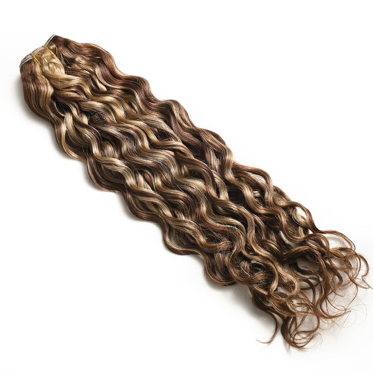 Extensiones de pelo con trenzas de cabello natural rizado marrón con rubio P4/27# 100% Remy extensiones de cabello rizado 100 g 45 cm/18 pulgadas