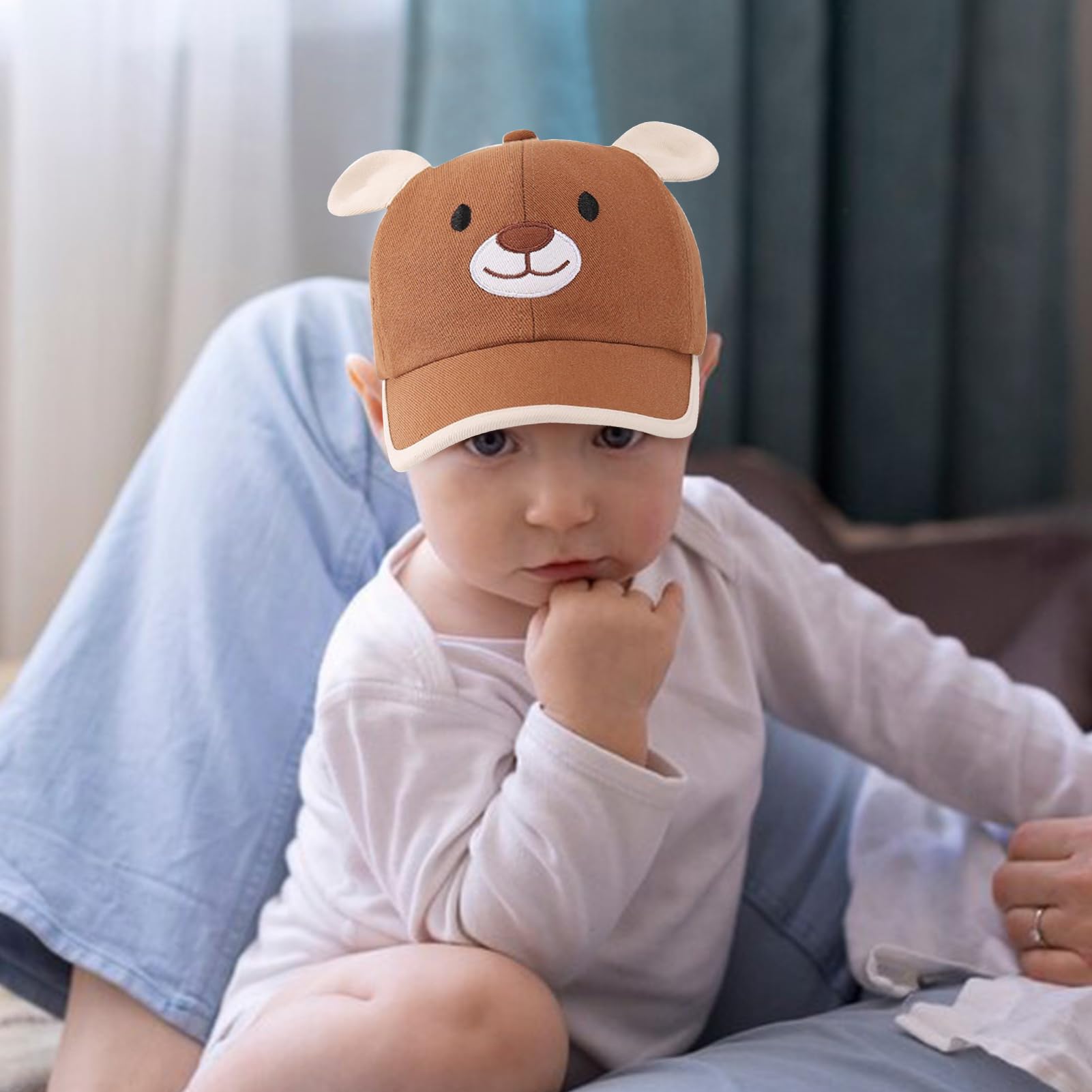 BAOPLAYKIDS Baby Bear Baseball Cap Toddler Boys Girls Sun Hat Kids Adjustable Cotton Caps Lightweight Trucker Hats 6-36M, Coffee Brown