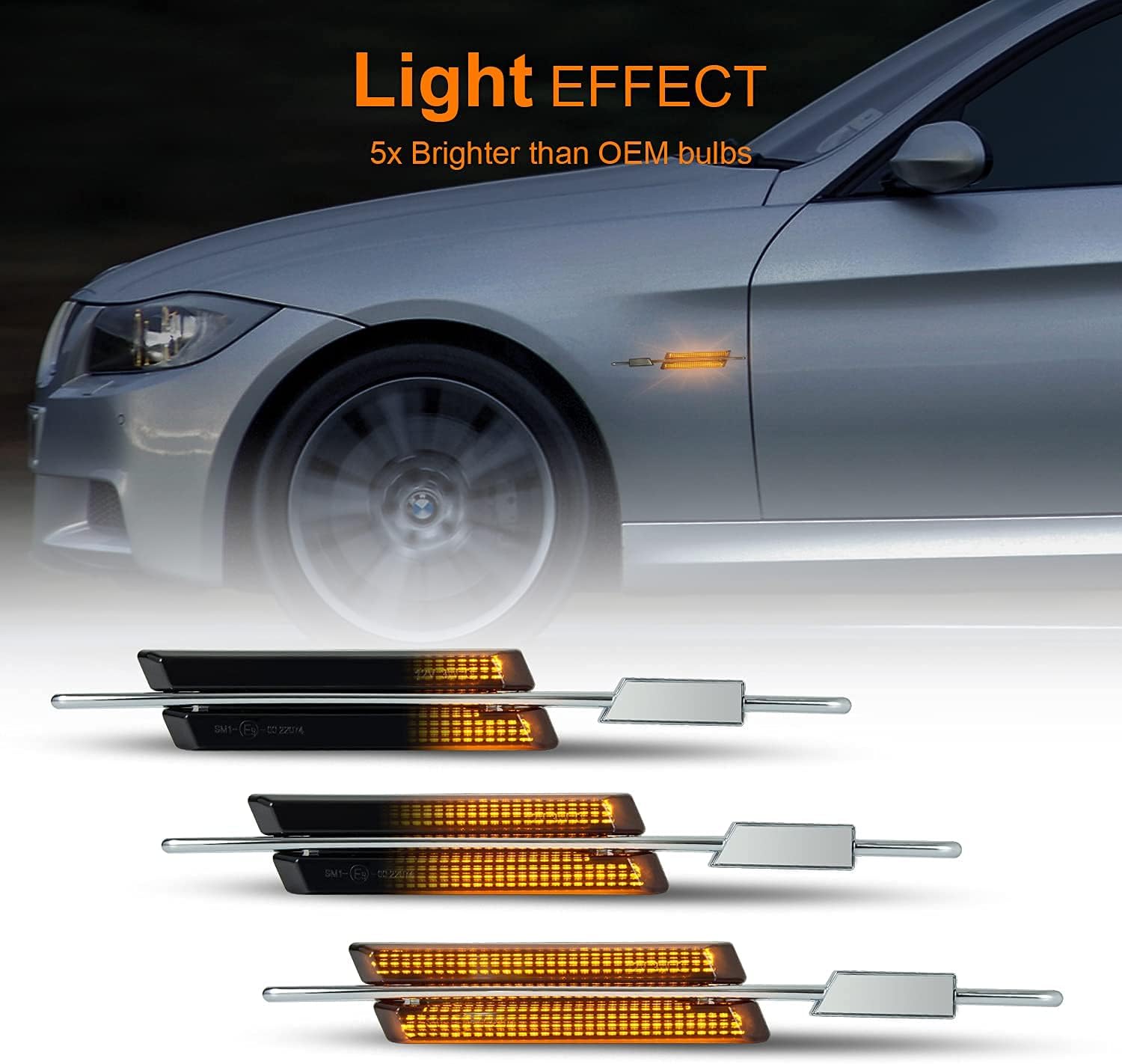 Buy 1 Pair Gempro Led Side Marker Turn Lights Dynamic Flashing Direction Indicator Lights Amber Color For Car B M W E90 E91 E92 E93 E60 E61 E82 E88 3 5 1 Series Smoked Lens Online