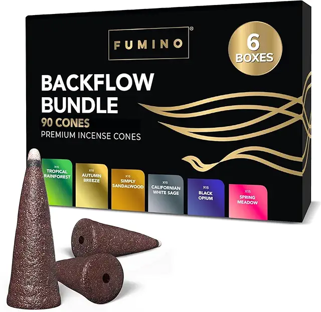 Conos de Incienso Cascada Fumino - 90 Conos Masala para Relajación y Meditación