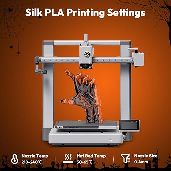 AMOLEN Silk PLA 3D Printer Filament Bundle 2KG, Dual Color PLA 1.75mm Pack, Shiny Color Change 3D Printing PLA Filament for Most FDM 3D Printer, Black Orange & Black Pink, 1KG X 2 Spools