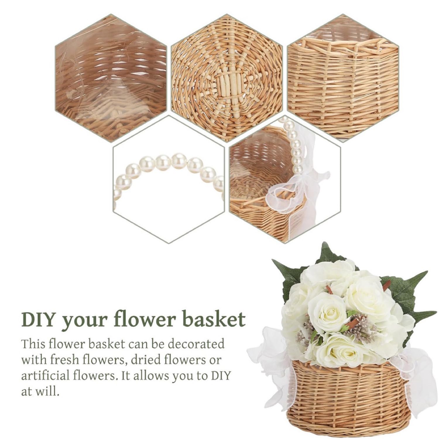2 Pièces Corbeilles En Osier Avec Anse, Panier Mariage, Panier Avec Anse, Panier Osier, Petit Panier Osier Mariage, Panier En Osier Avec Anse, Pour Mariage, Décoration, Fruits