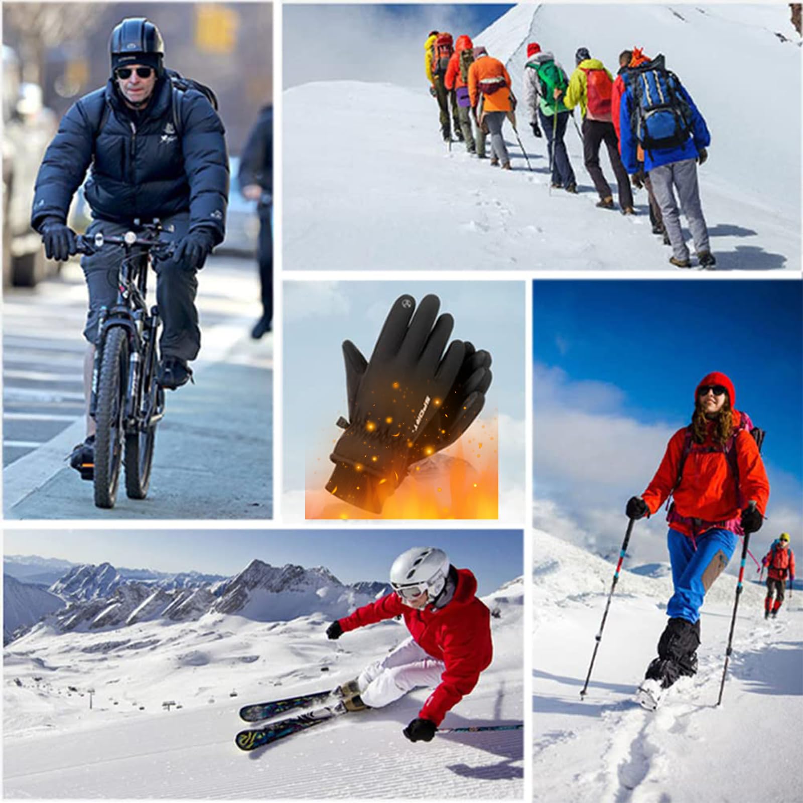 Rękawiczki zimowe, termiczne, odporne na zimno, rękawice narciarskie, wodoodporne, wiatroszczelne, snowboardowe, rękawiczki do ekranu dotykowego, do chodzenia, biegania, jazdy na rowerze, wędrówek,
