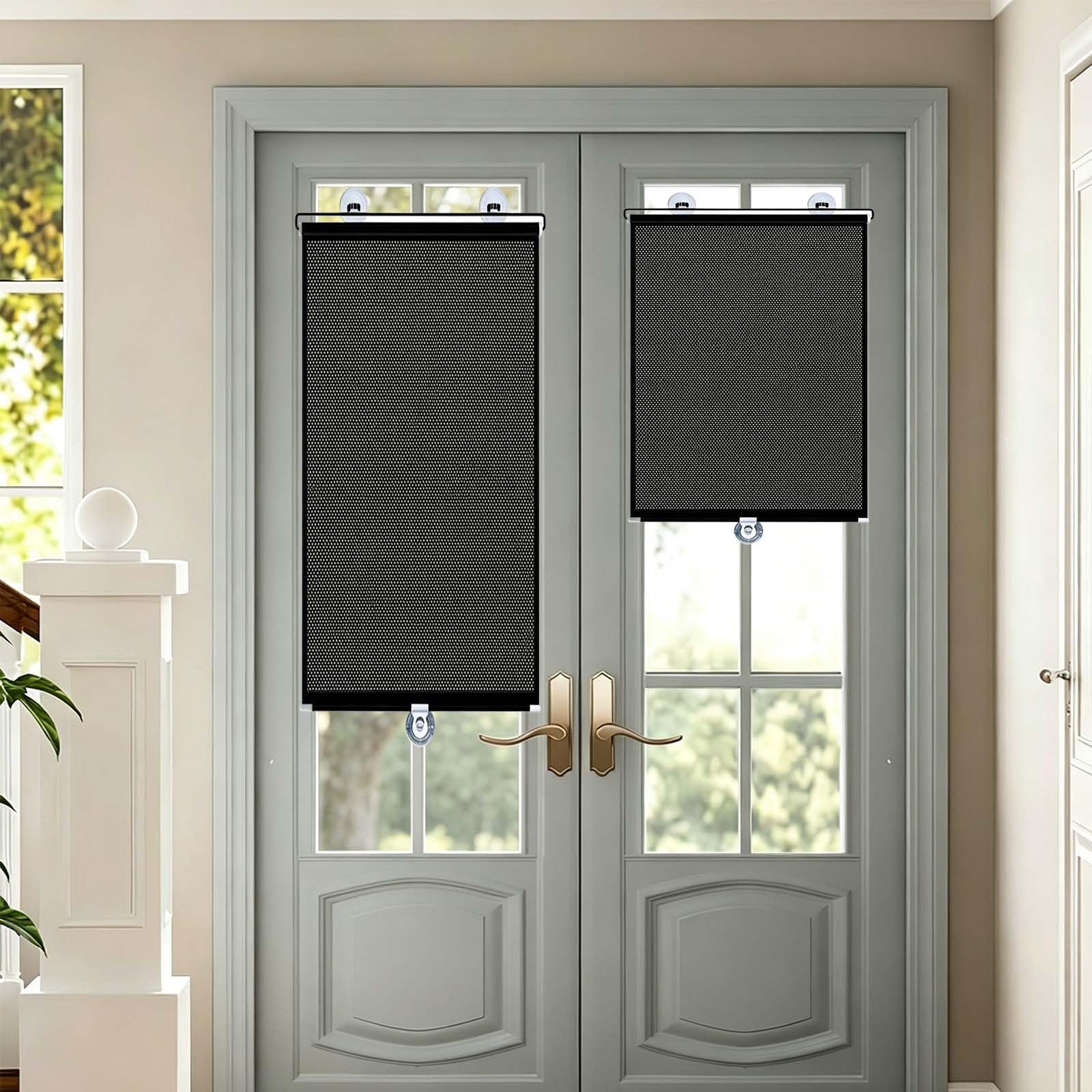 Persianas enrollables opacas retráctiles con ventosas, para ventanas del hogar y coche, sin taladro, protección térmica, tamaños: 30 x 30 cm, 40 x 125 cm, 50 x 155 cm (gris oscuro, 55 x 135 cm)