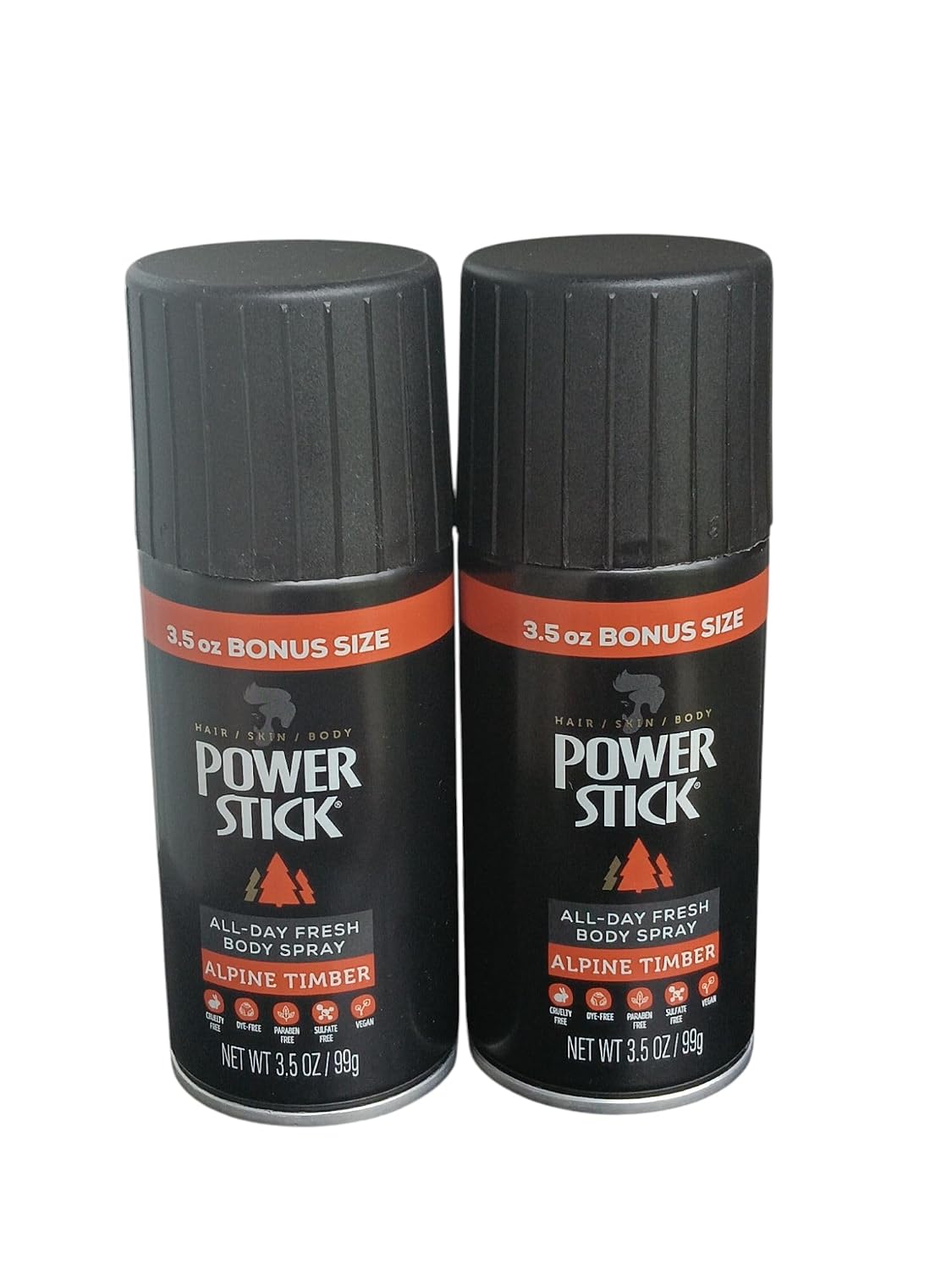 Power Stick Alpine Timber All Day Body Spray (Pack of 2)