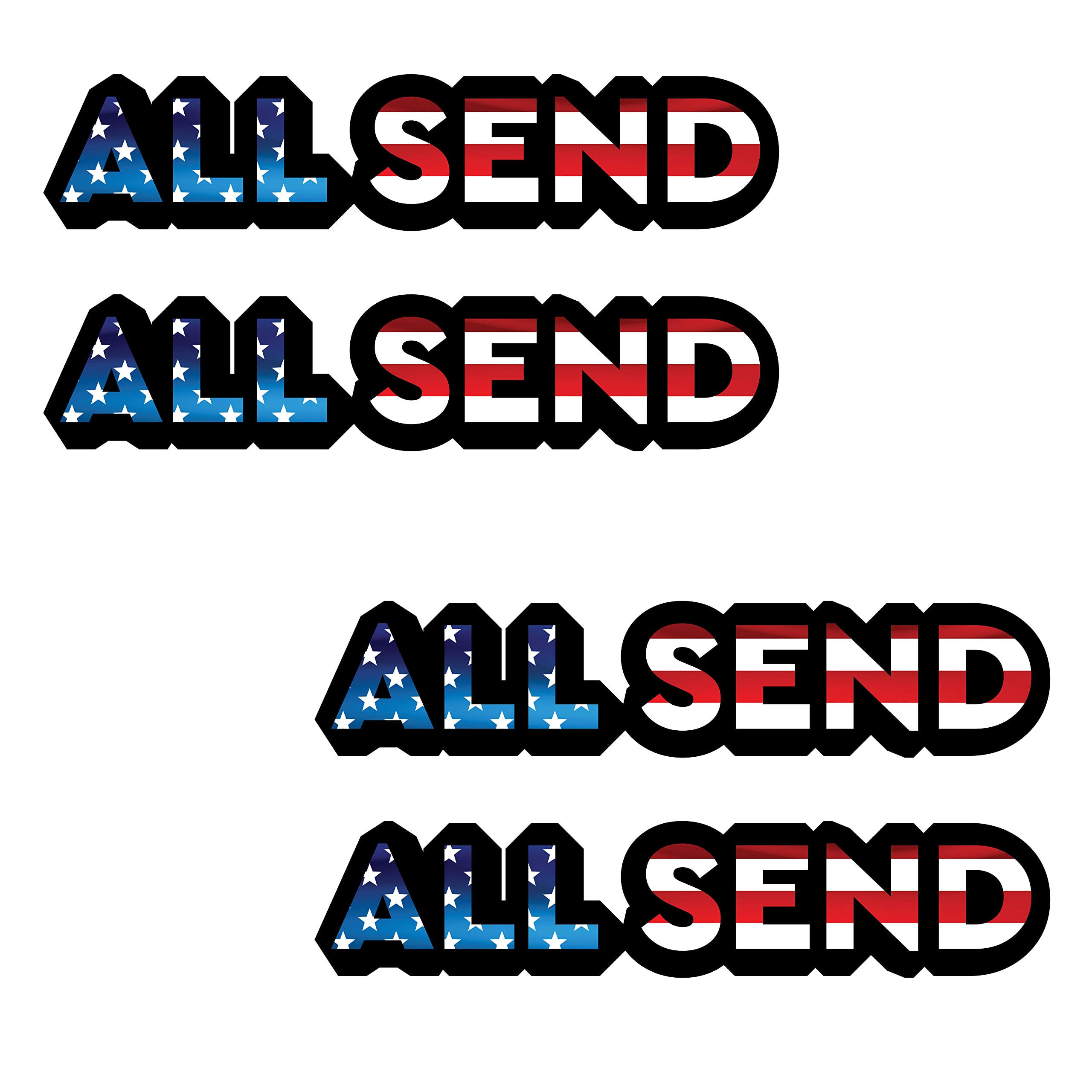 TreeArm All Send American Love Flag Vinyl Decal Water Proof Sticker,Set of 4 Pack (4 Inches on Longer Side ) for Car, Truck, Bumper, Bike, Helmet, Windows, Tool Boxes, Boats, Laptops, Mugs, Tumbler,