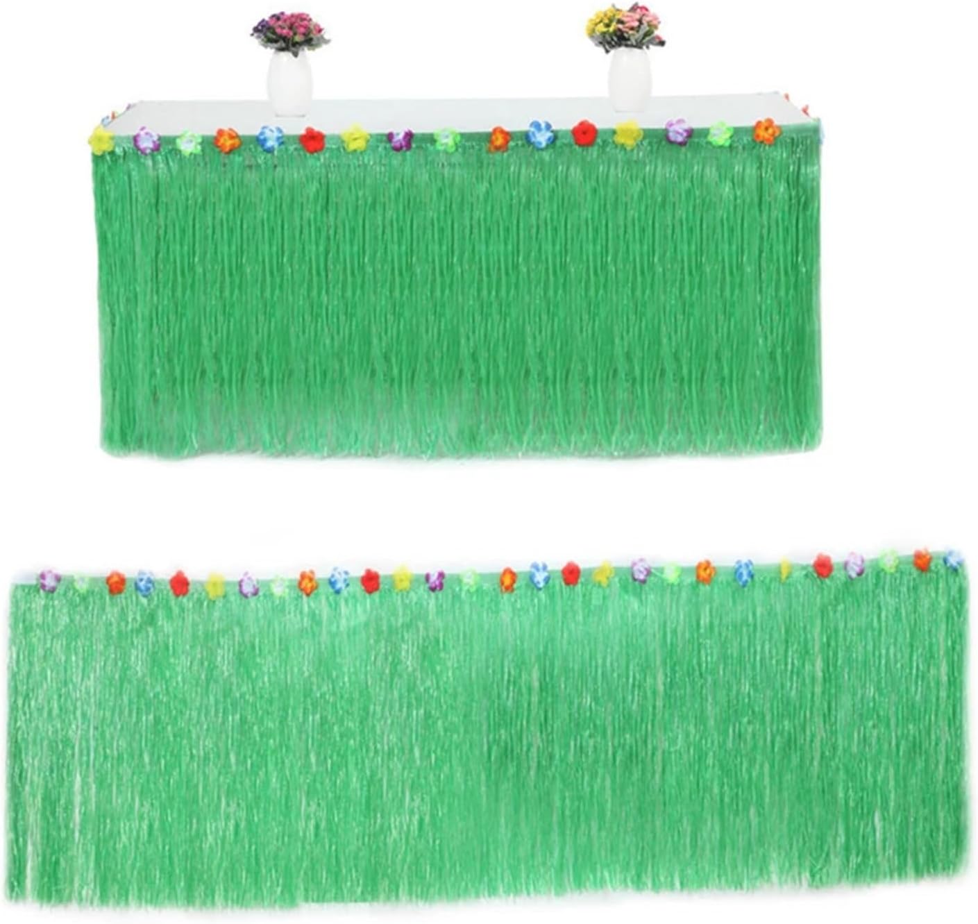 Party Table Skirt， Party Grass Straw Color Table Skirt Straw Summer Theme Party Supplies for Tropical Party Decor Door Hanging for Wedding, Birthday, Party, Bar, Prom(Green)