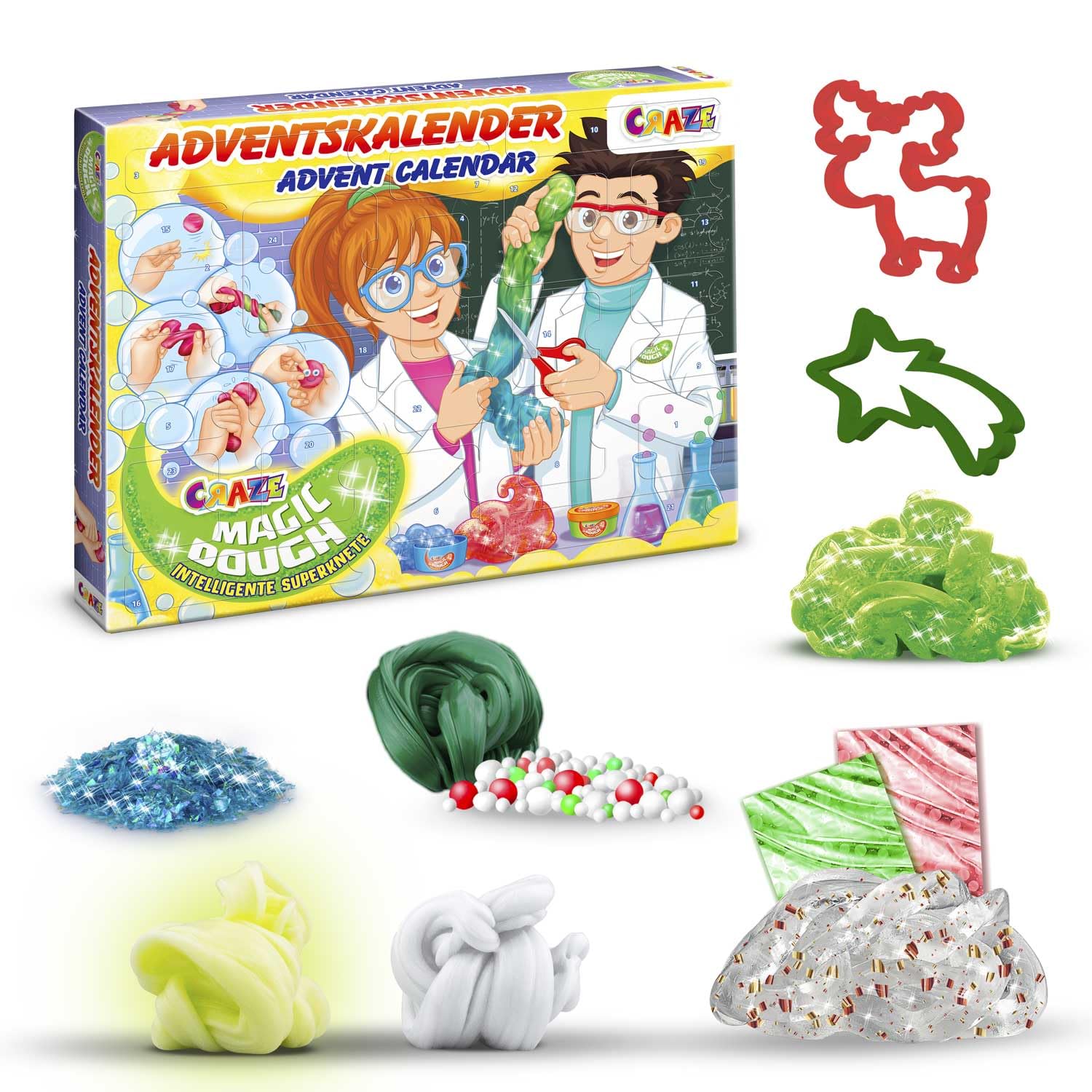 Craze Calendario de Adviento Magic Dough - Calendario de Adviento para Niños y Niñas con Plastilina Inteligente, 24 Grandes sorpresas con Arcilla para modelar