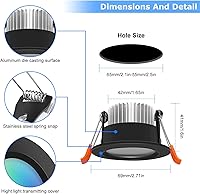 Vista 2 de LightingWill Iluminación LED empotrada de 2 pulgadas, Downlight LED inteligente WiFi, luz de techo de 5W compatible con Alexa/Google Assistant, RGB