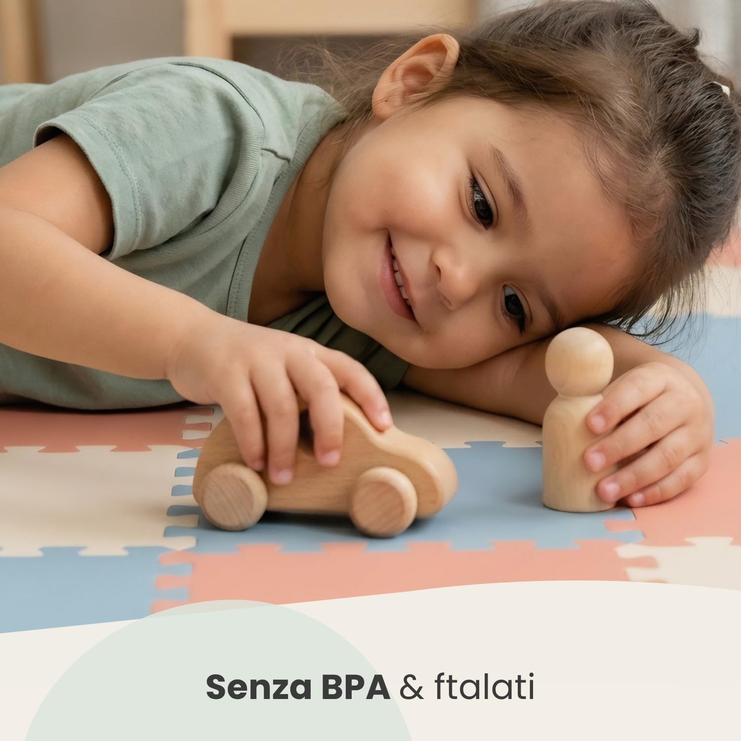 LittleTom 27 Pezzi Tappeto Puzzle per Bambini - Certificato TÜV - Piastrelle EVA con Bordi 30x30 cm - Pavimento Morbido e Antiscivolo - Superficie Puzzle Protettiva per la Cameretta e Gioco a Terra