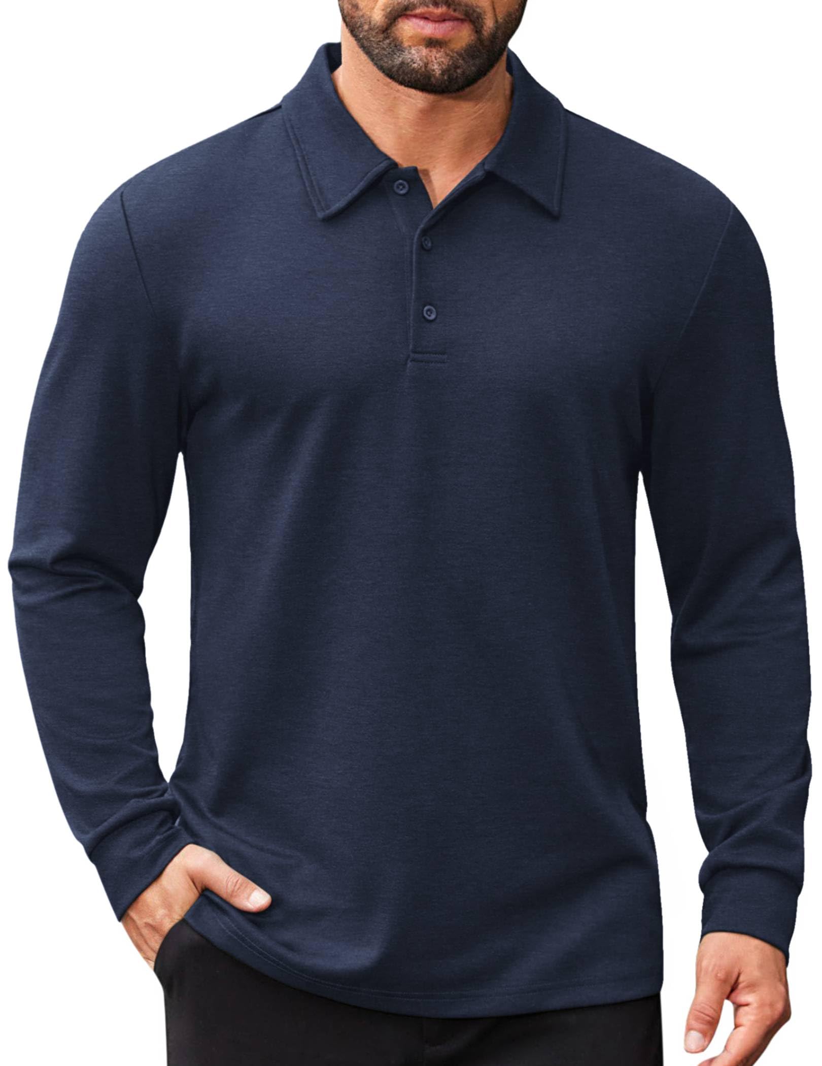 COOFANDY Men's Long Sleeve Polo