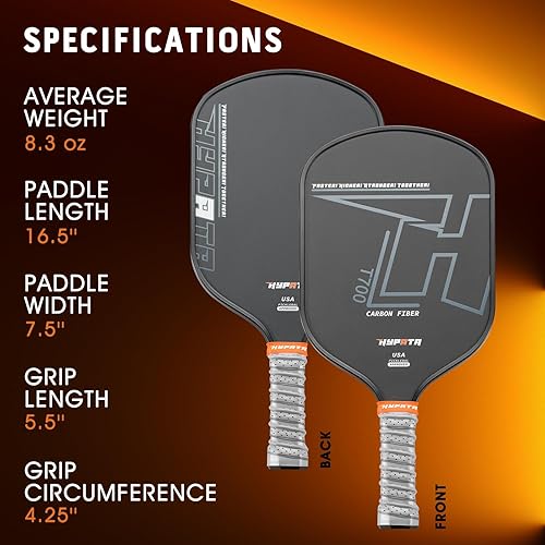 Miniatura 7 de Paletas de pickleball de fibra de carbono premium, raqueta profesional y ligera de pickleball  Potencia inigualable y punto dulce más grande