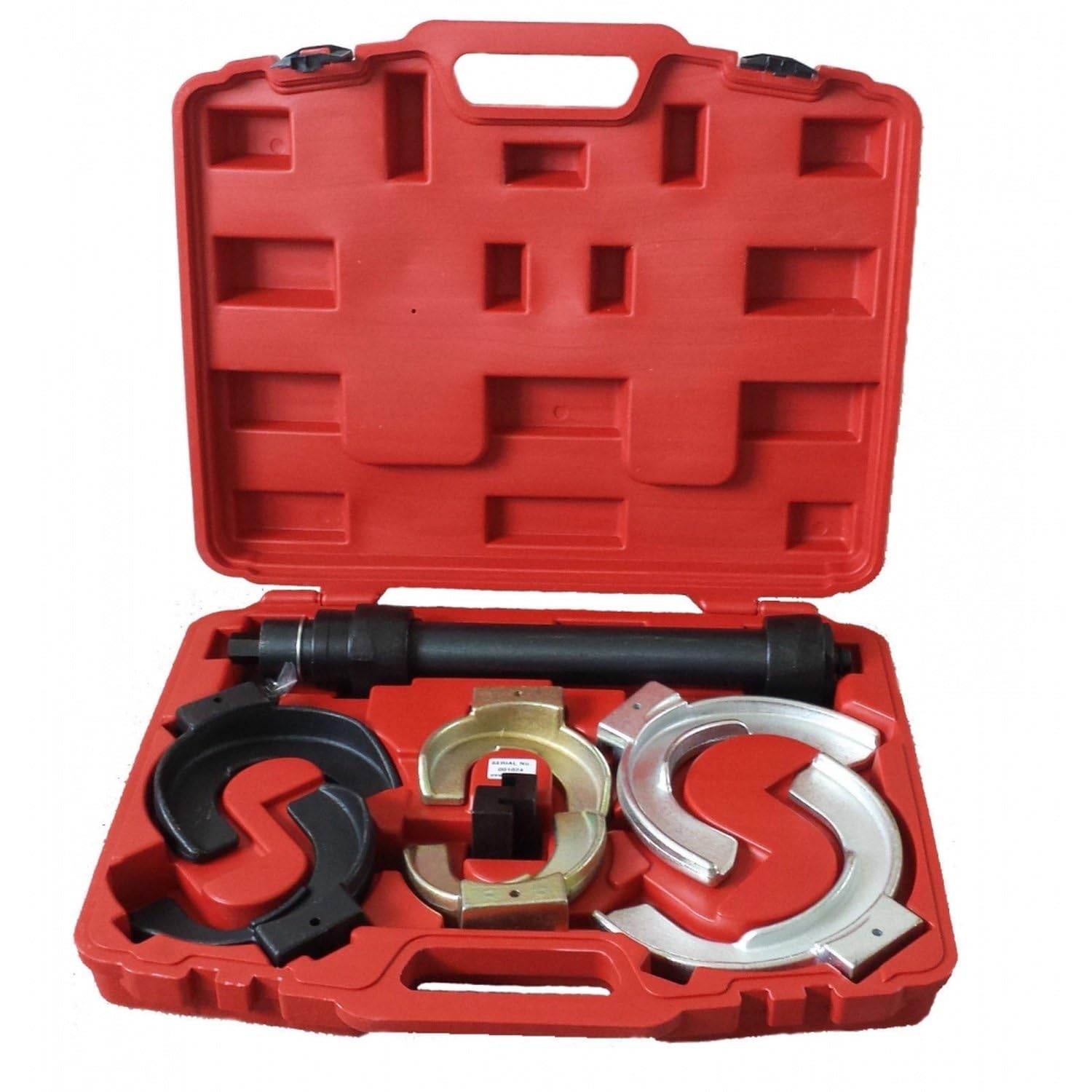 Kit Compresor de Muelles Helicoidales MacPherson Universal Suspensión Delantera y Trasera Eje 300mm 3 Placas Intercambiables TSX TOOL