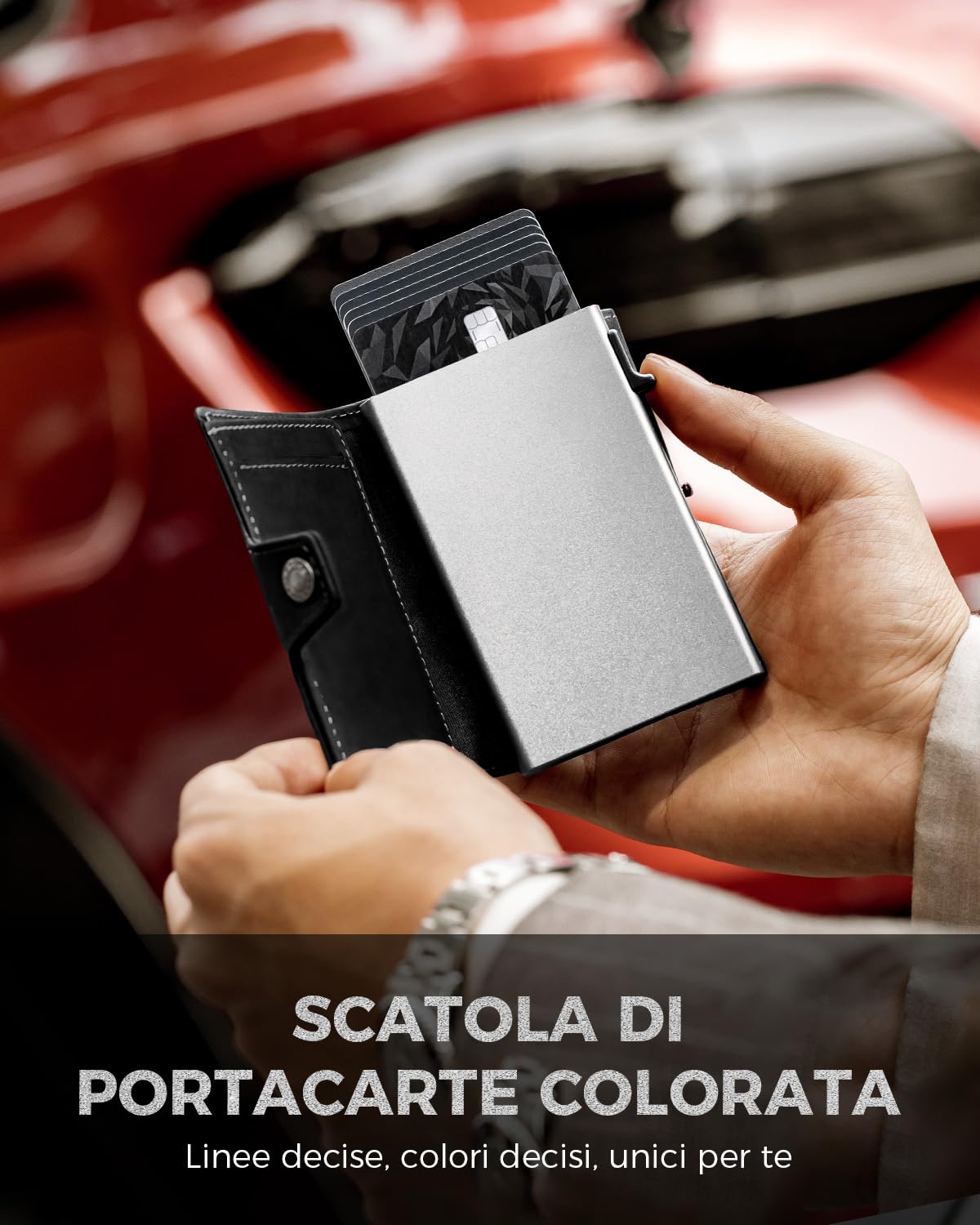 LORZOR Portafoglio Uomo Pelle, Porta Carte di Credito con Protezione RFID & Portamonete, Porta Tessere Tascabile, Portacarte Uomo Pop-up Contenere 10 Carte,con Scomparto per Contanti