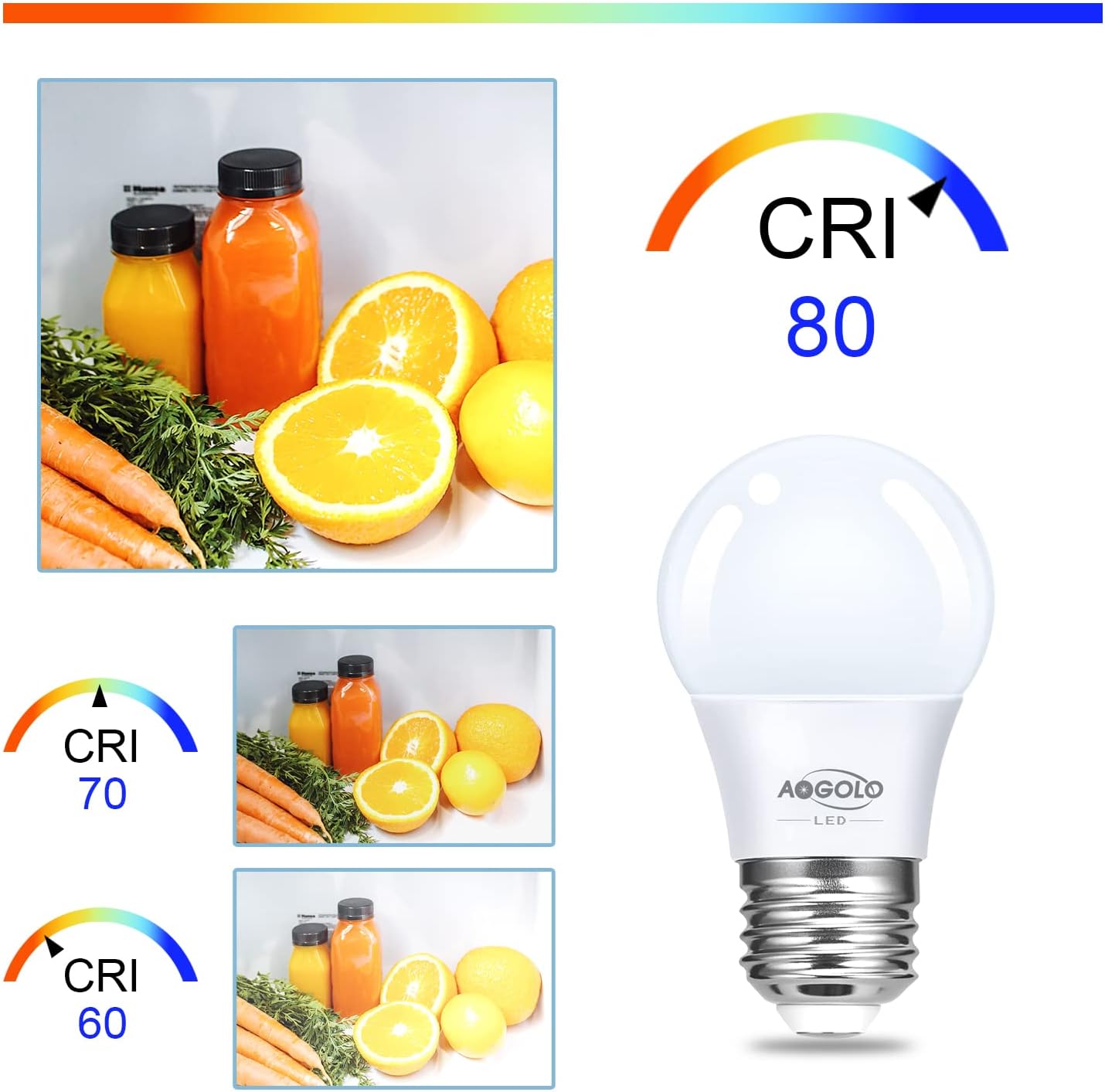 LED Refrigerator Light Bulb, 5000K Daylight, 2 Pcs, 40W Equivalent, 5W AC120V A15 Fridge Waterproof Bulbs, E26 Medium Base, Freezer Ceiling Appliance, Home Lighting Lamp, Non-dimmable