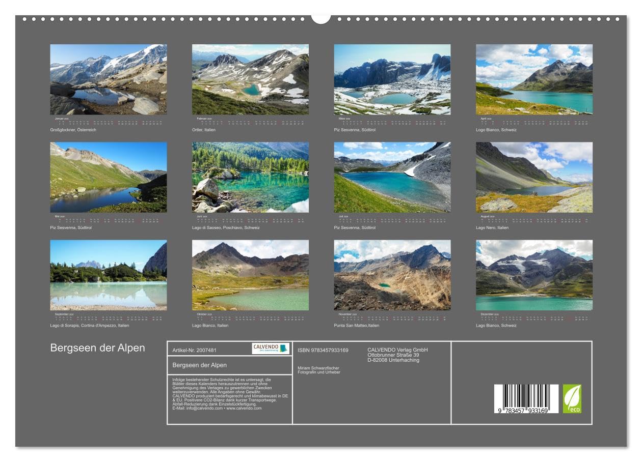 Bergseen der Alpen (Wandkalender 2026 DIN A2 quer), CALVENDO Monatskalender (CALVENDO Natur)