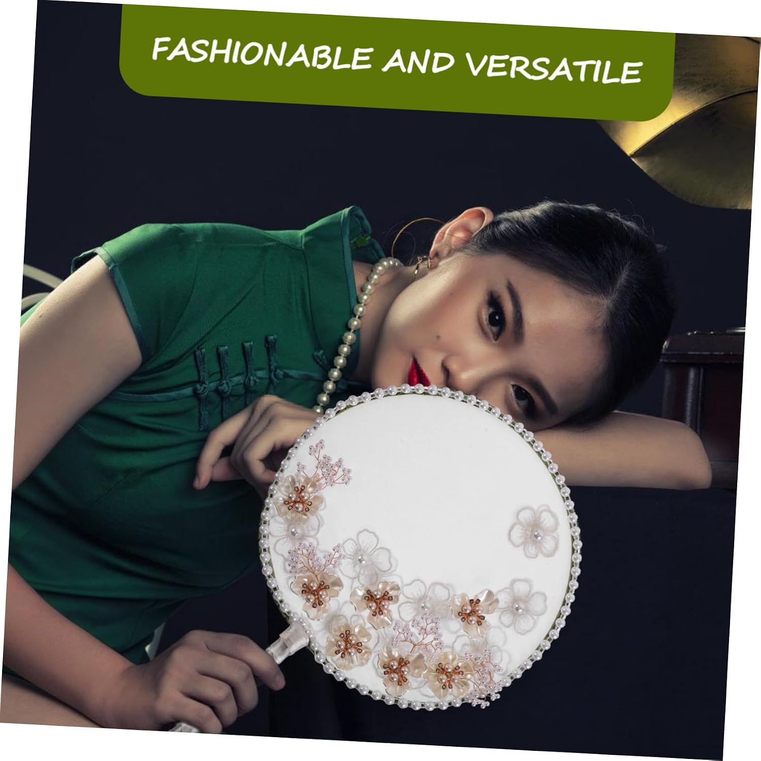 VOSAREA Chinese Floral Embroidery Hand Fan Decorative Tassel Traditional Round Design for Weddings Parties and Home Decor Lightweight and Elegant Fan