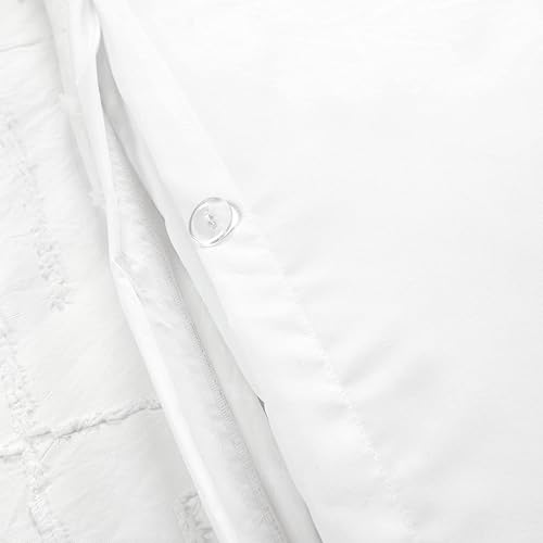 Miniatura 4 de Lush Decor Juego de funda de edredón jacquard con clip de diamante, 3 piezas, matrimonialqueen, blanco