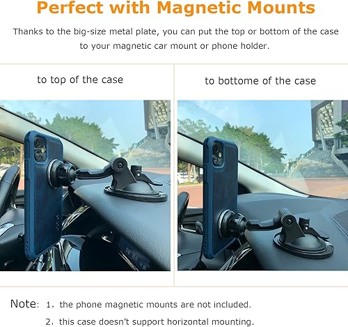 Miniatura 3 de molzar MagBig Series - Funda para iPhone 11 Pro Max, placa de metal integrada para soporte magnético de automóvil, compatible con carga inalámbrica,