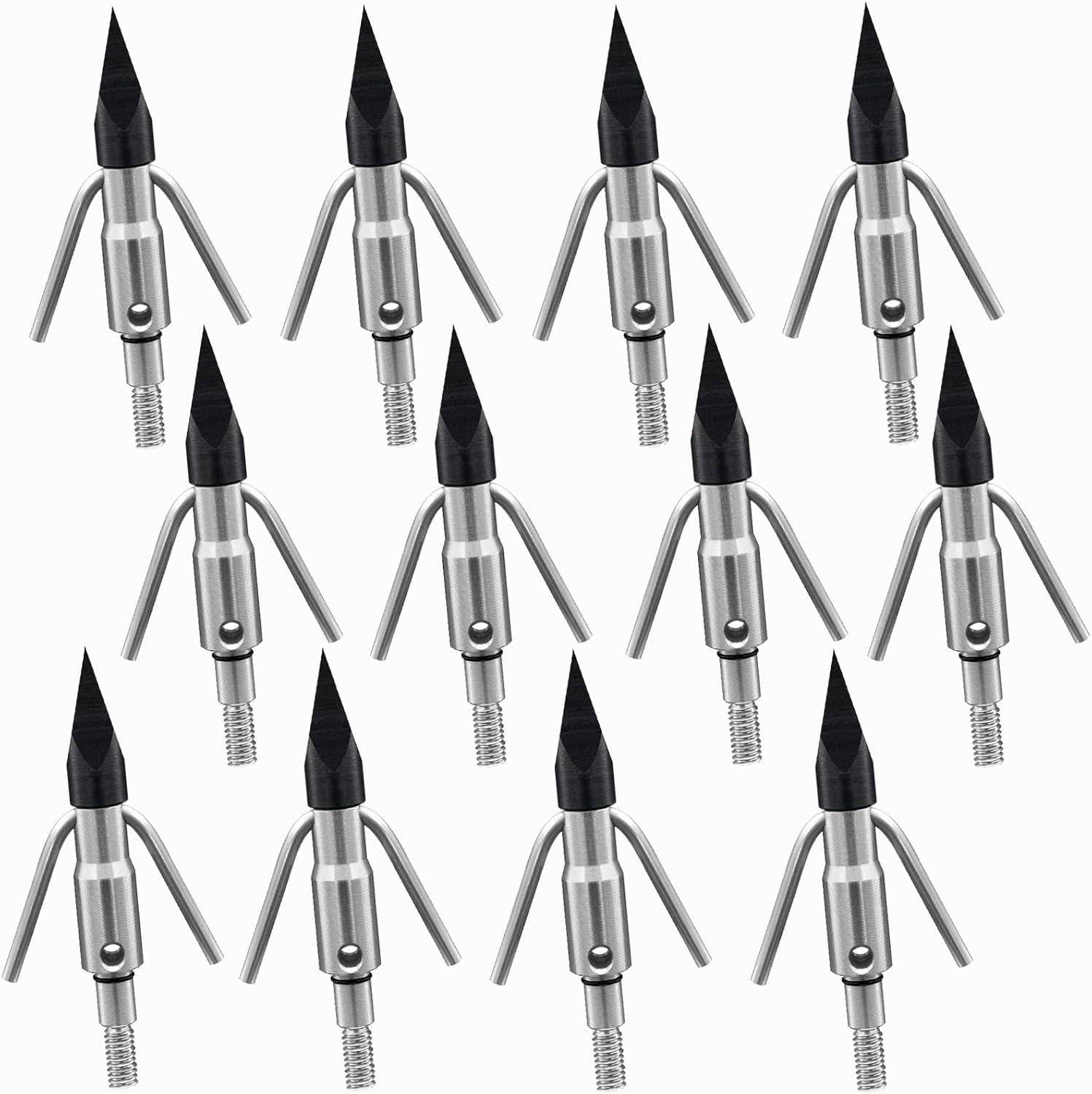 12 Pack Bowfishing Broadhead Fishing Arrow Tips 225 Grain for Compound Bow, Crossbow and Recurve Bow - Removable Head Archery Hunting Screw Tips