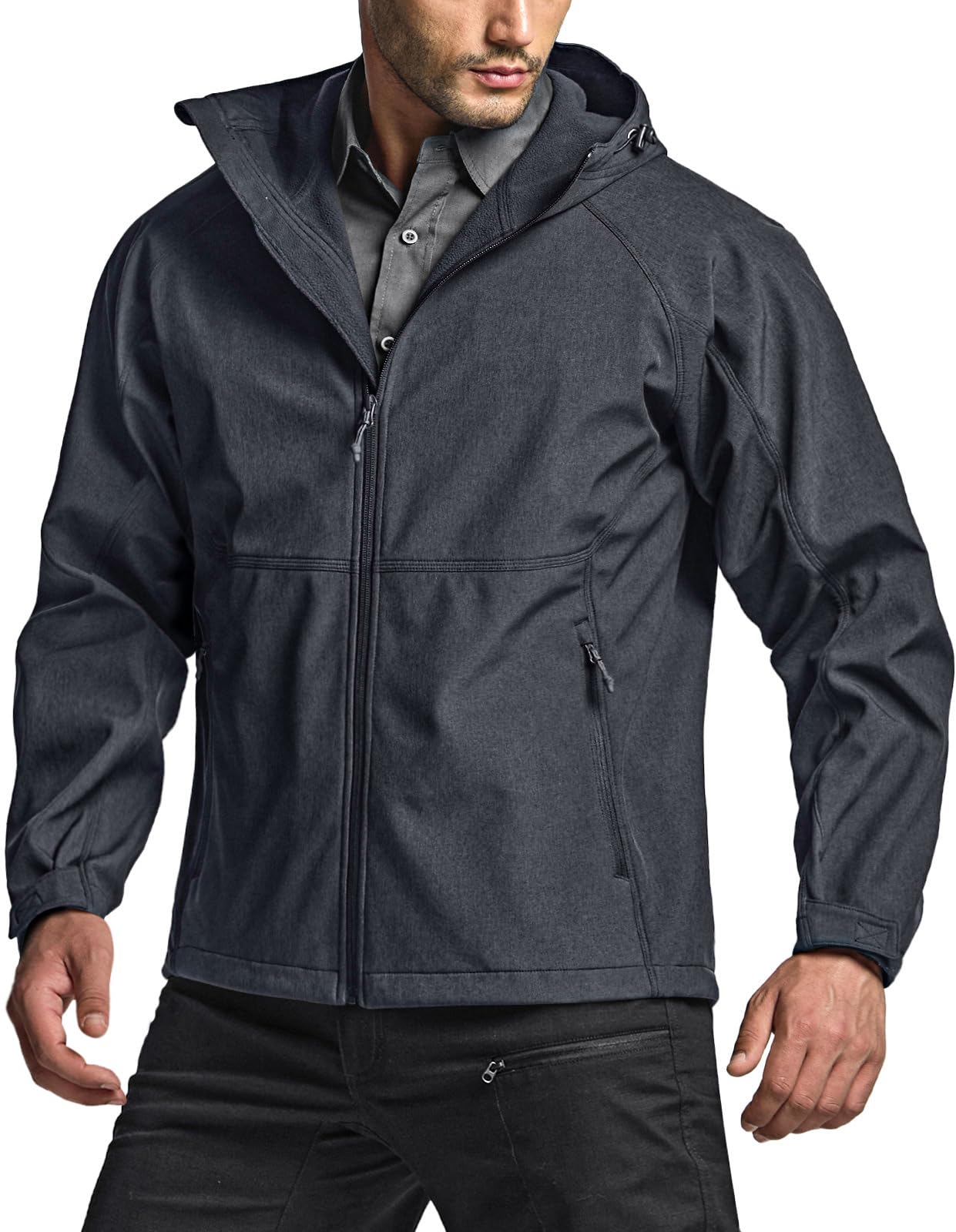 CQR Men's Tactical Softshell Jacket, Winter Warm Fleece Lined Coat, Water Resistant Outdoor Hunting Hiking Rain Windbreaker