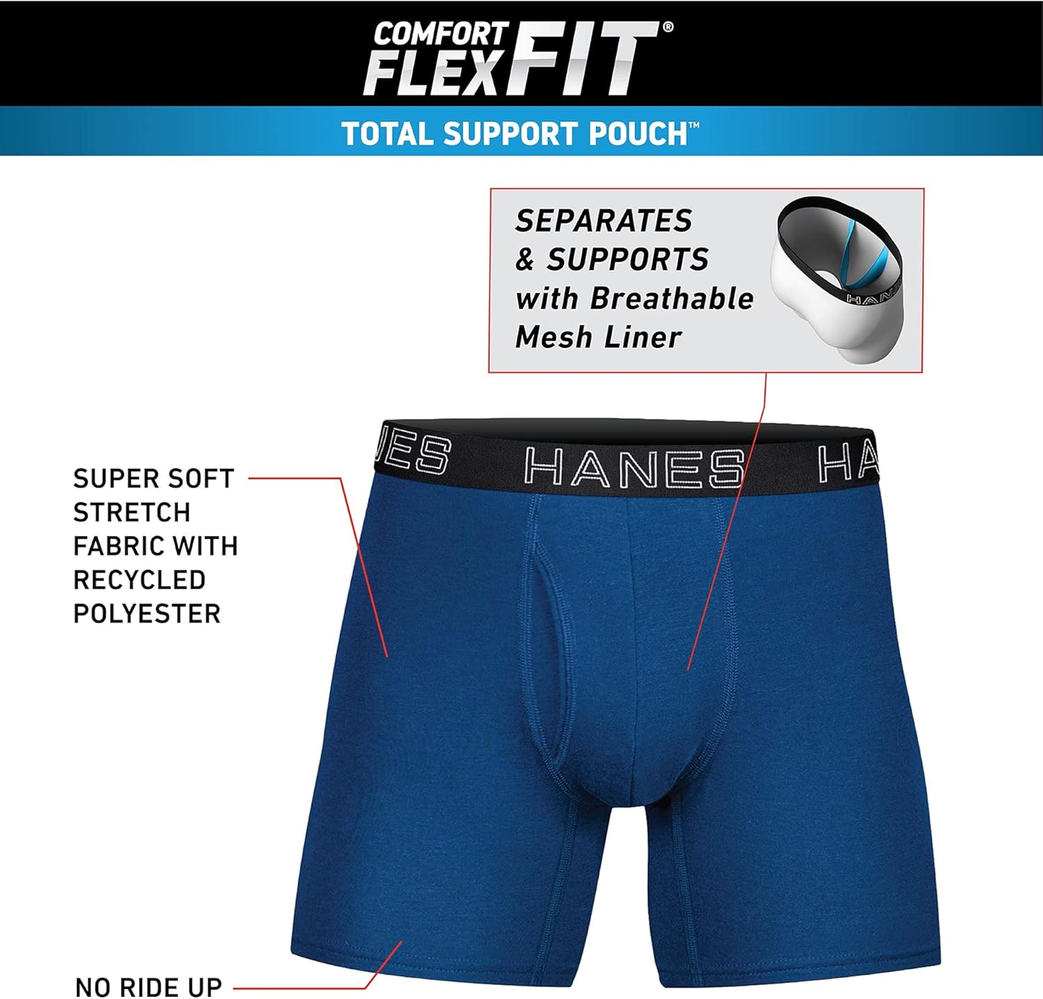 Hanes mens Total Support Pouch Boxer Brief - Image 5