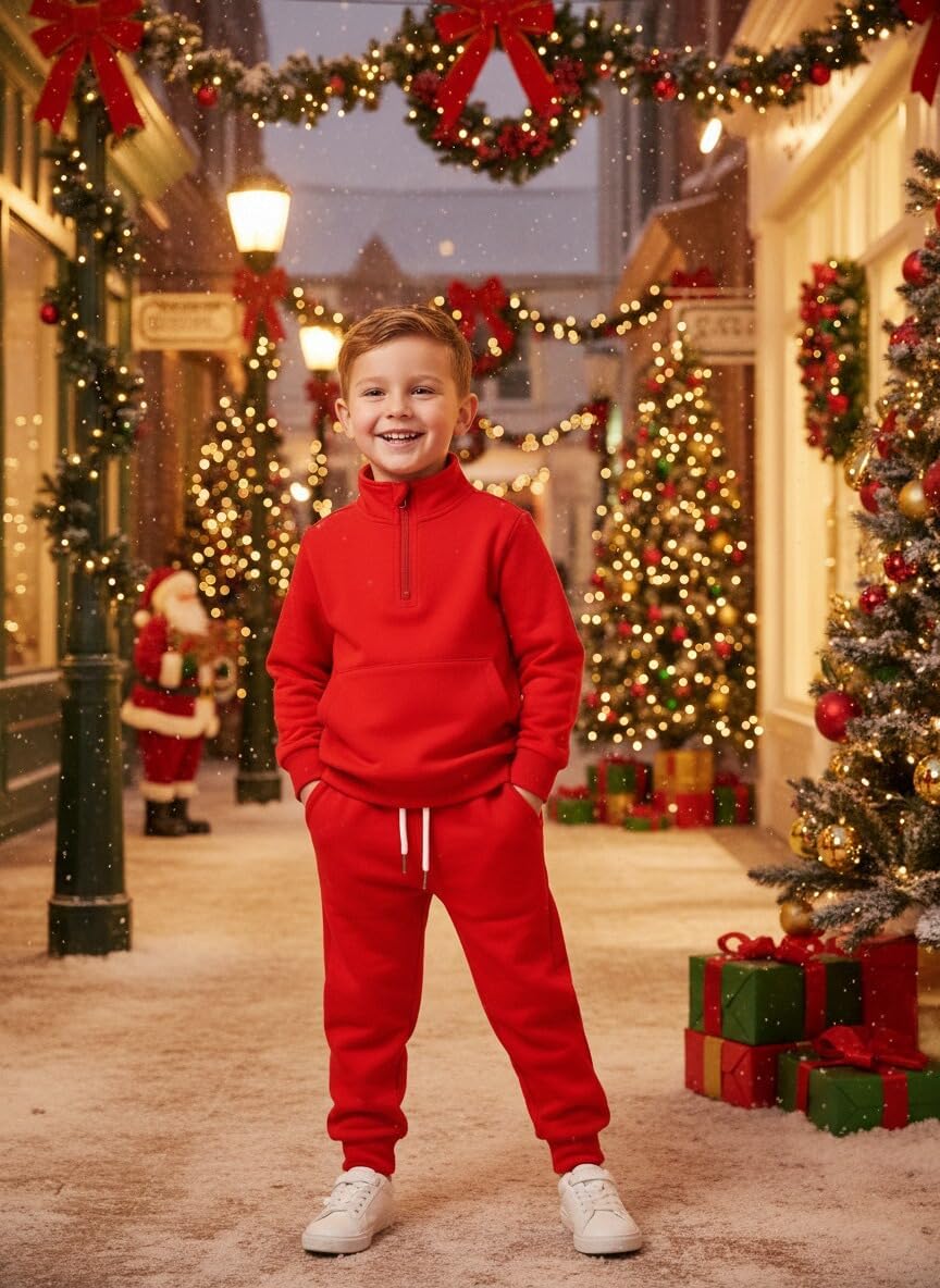 Toddler Girl Boy Sweatshirt Sets Half Zip Hoodies Outfit Fall Long Sleeve Shirts and Pants Neutral Clothes 2-7Y - Image 3