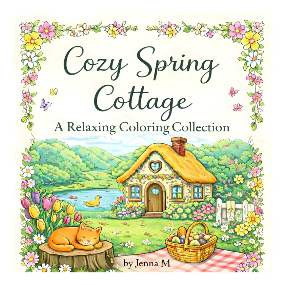 Cozy Spring Cottage: A Relaxing Coloring Collection