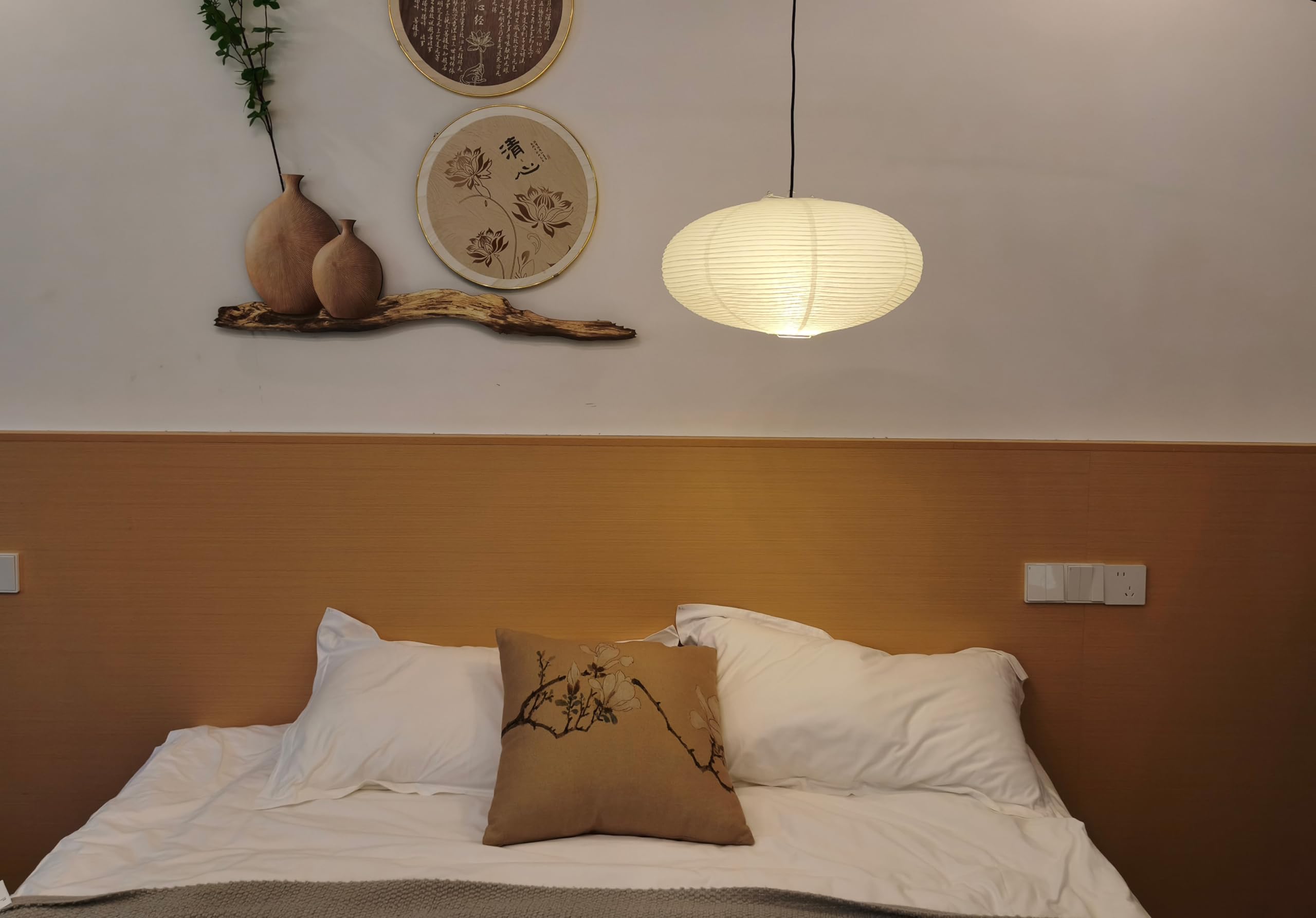 Papier Lampenschirm, Weiß Ovale Chinesische Papierlaterne, Faltbar Hängelampenschirm, Weicht Das Licht, Warmes Ambiente, für Schlafzimmer, Ess- und Wohnzimmer (45 cm)